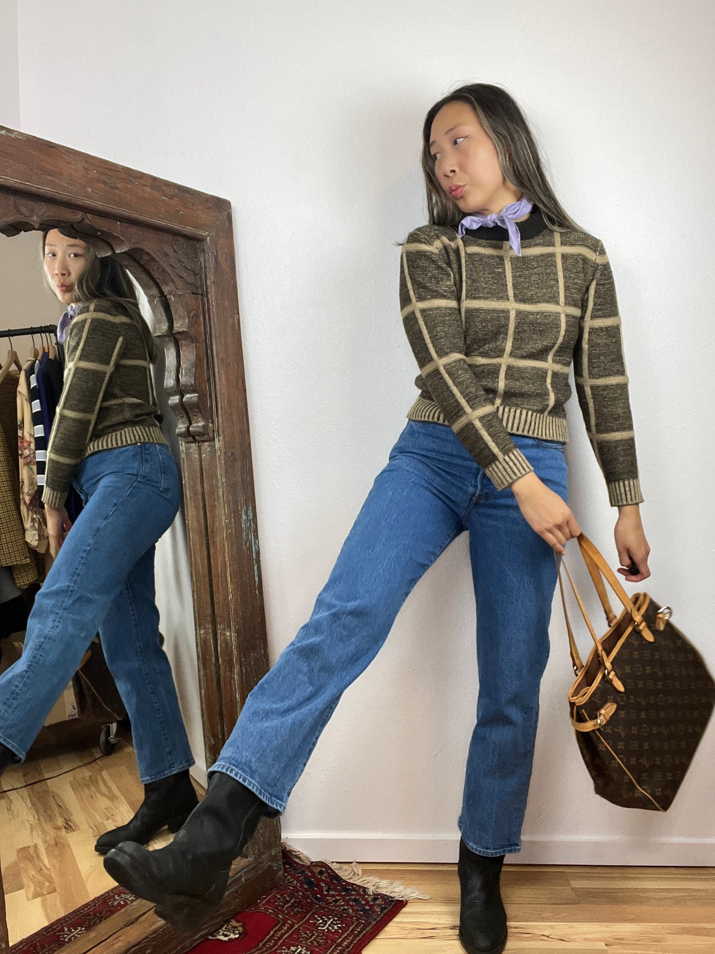 WINDOWPANE CHECK SWEATER