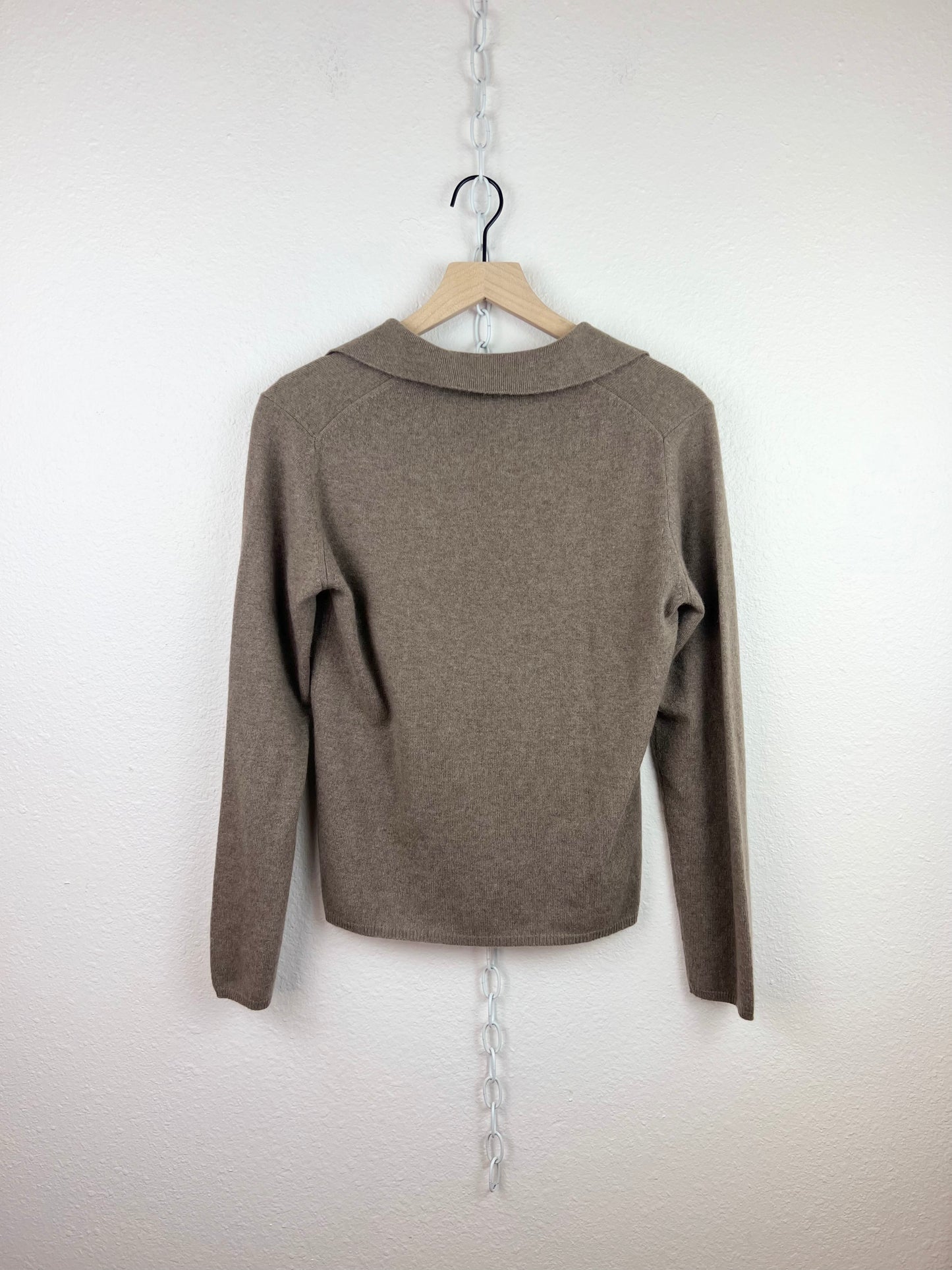 TAN CASHMERE COLLARED SWEATER