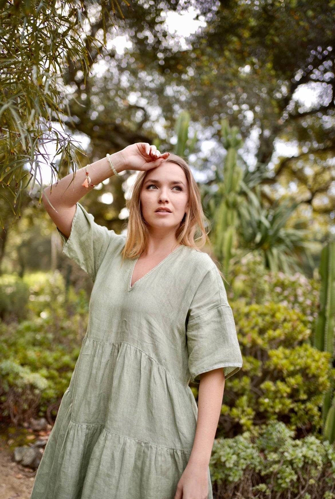 SYDNEY LINEN DRESS - SAGE