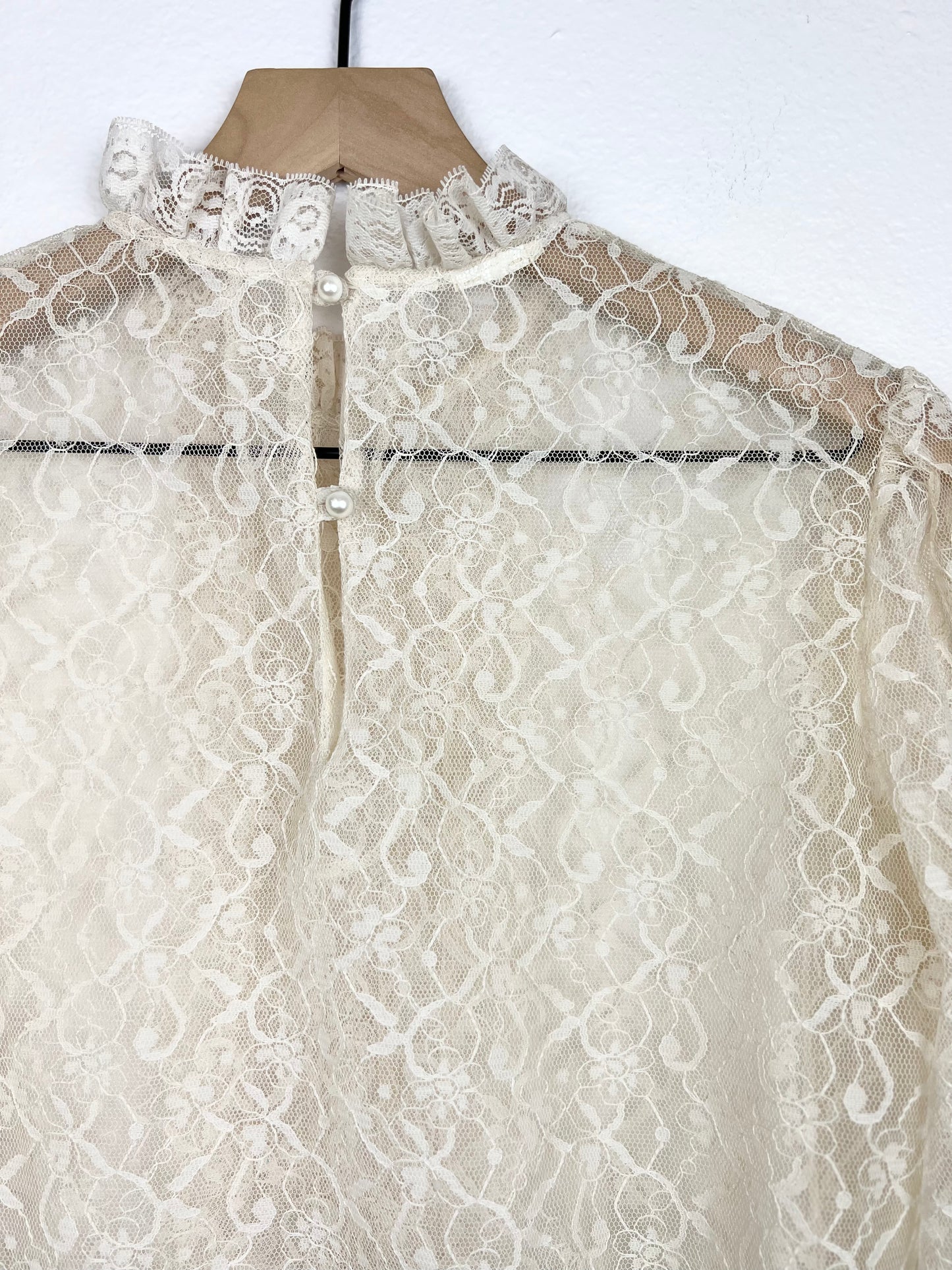 Floral Lace Sheer Cropped Blouse