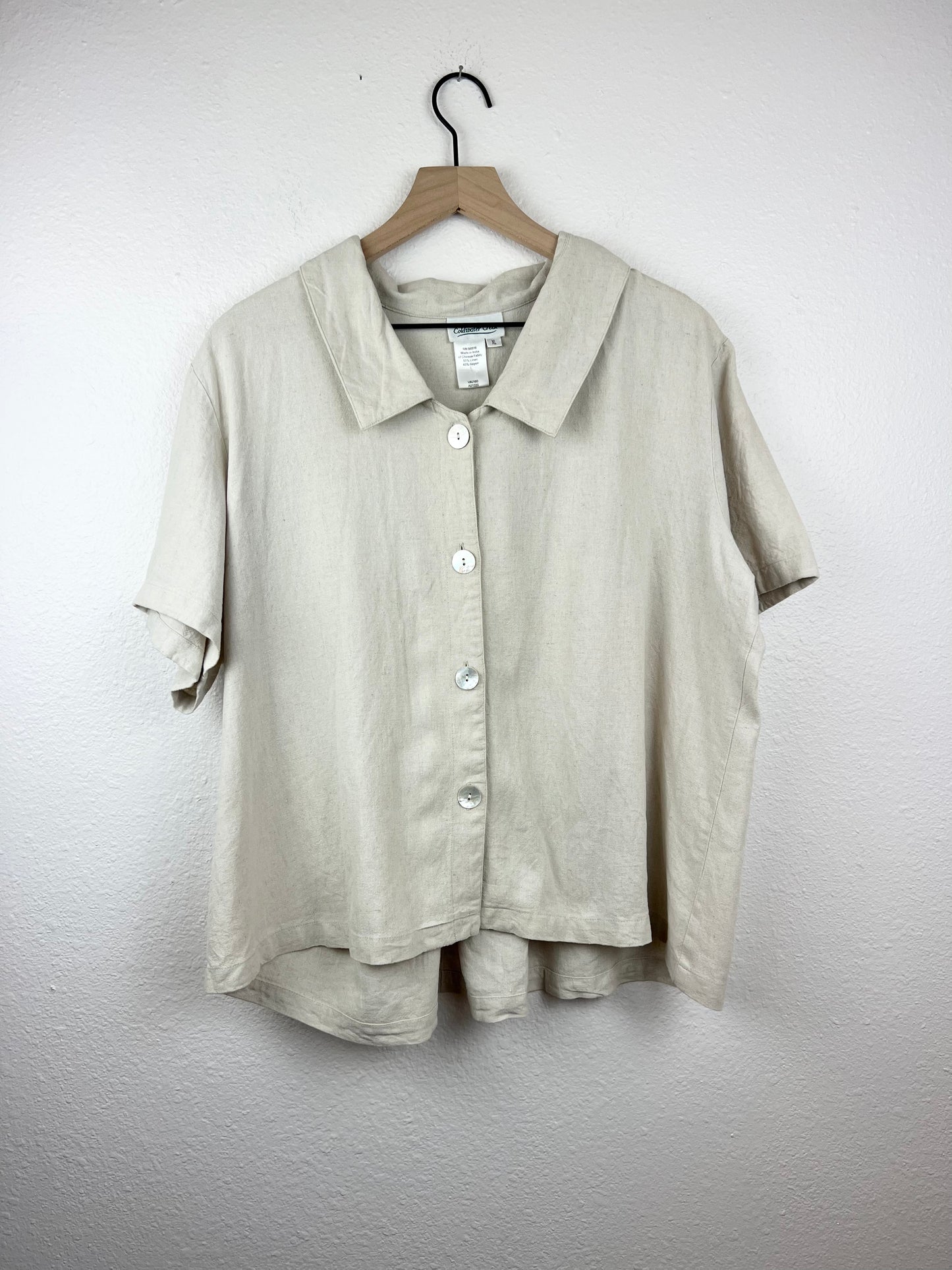 Coldwater Creek Boxy Neutral Button Up Top