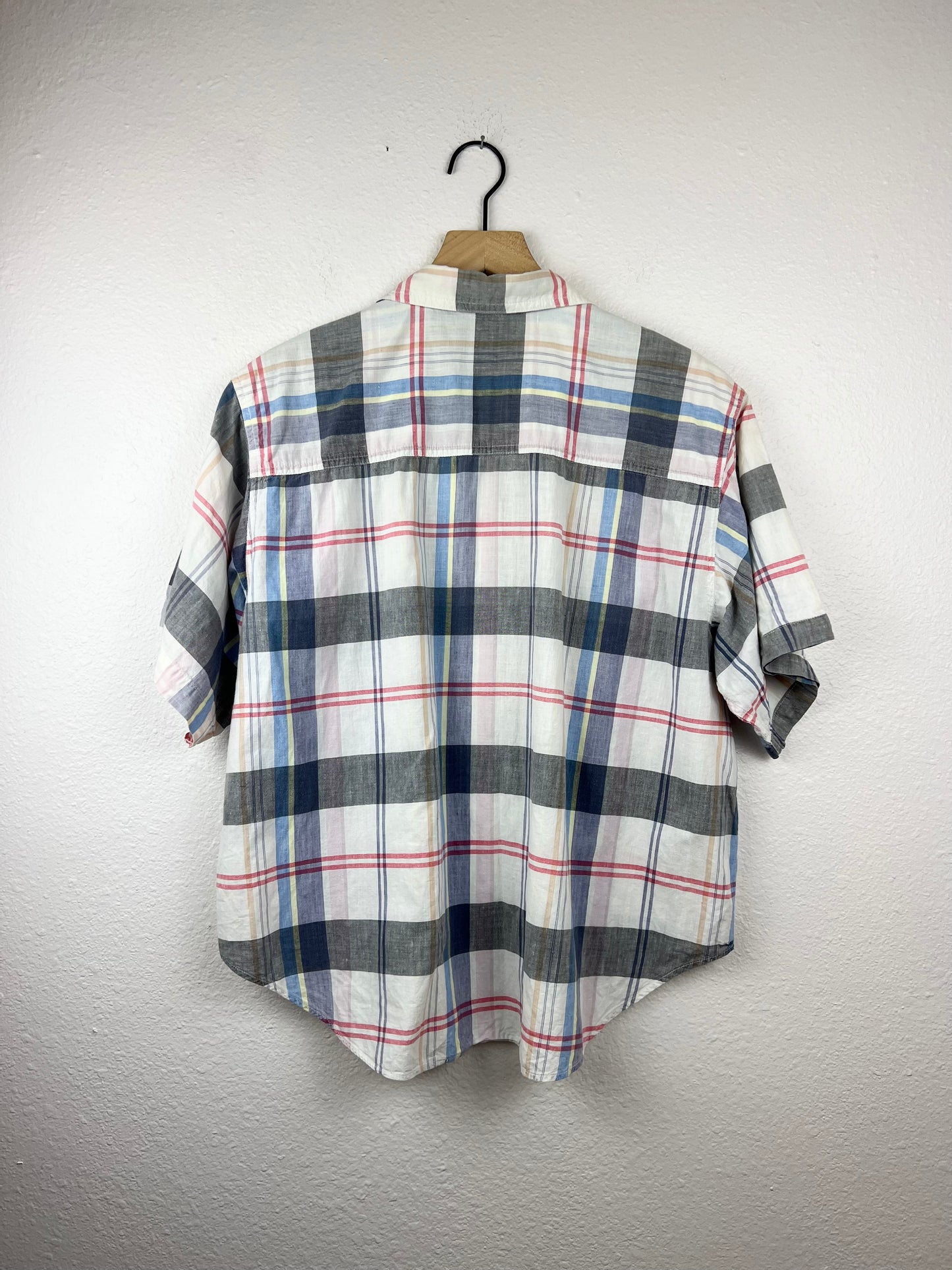 Madras Plaid Boxy Button Up Top