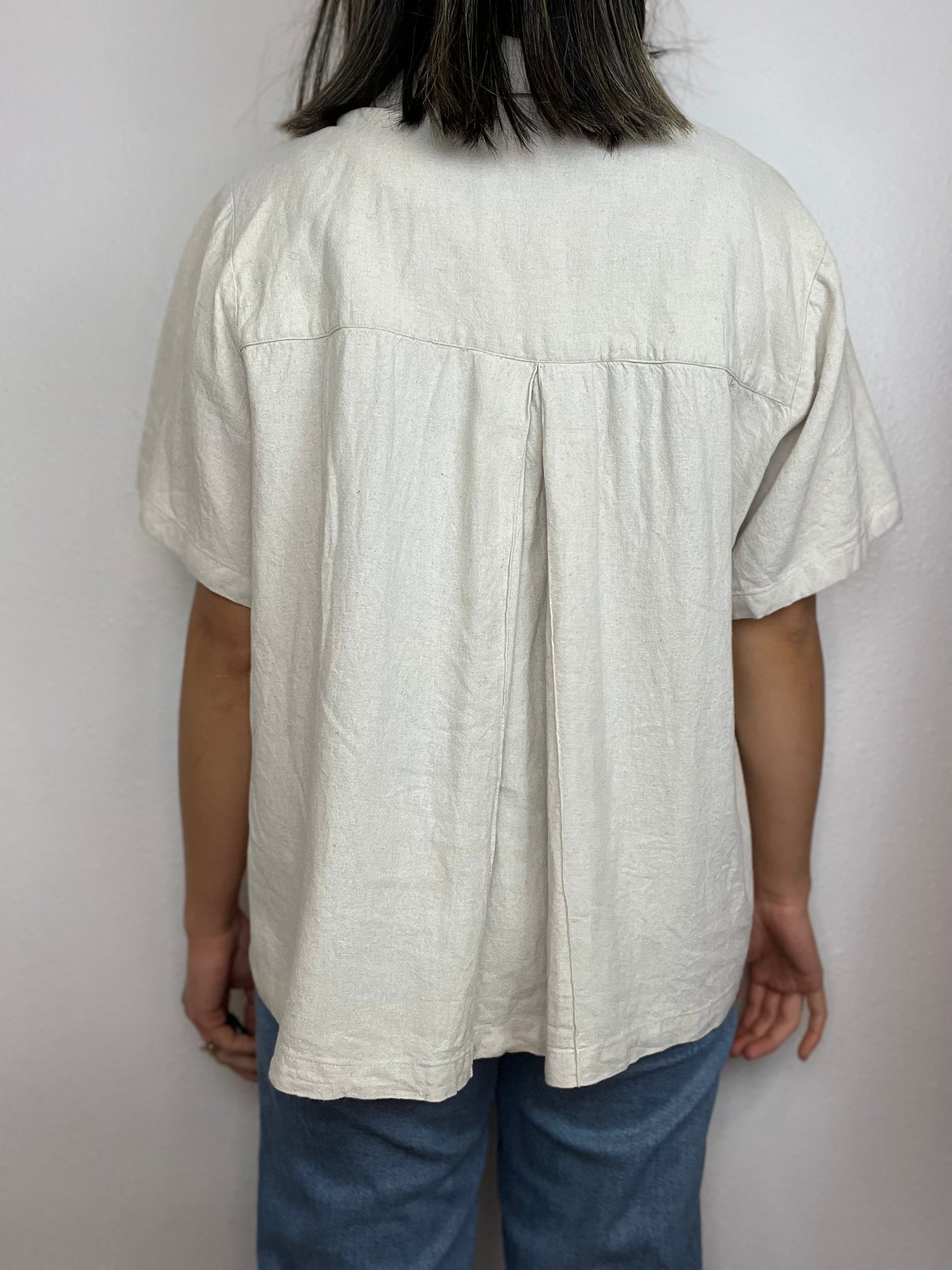 Coldwater Creek Boxy Neutral Button Up Top