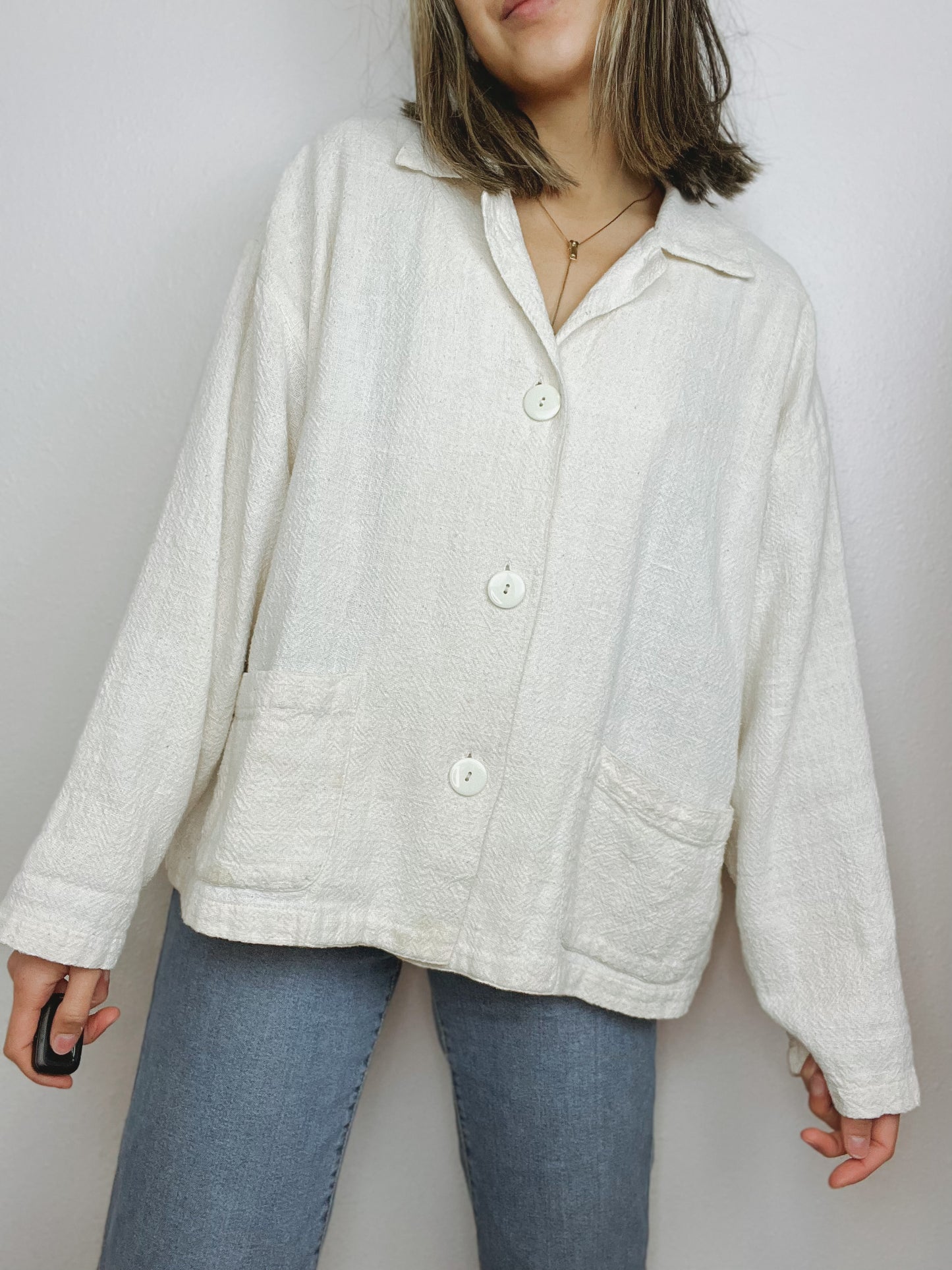 Neutral Cotton Chore Top