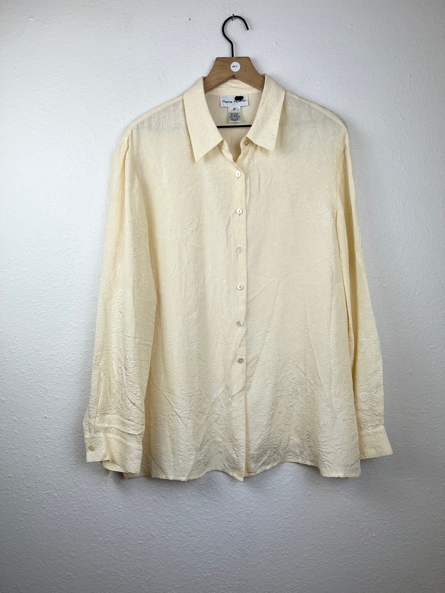 Silk Embossed Floral Button Up Top