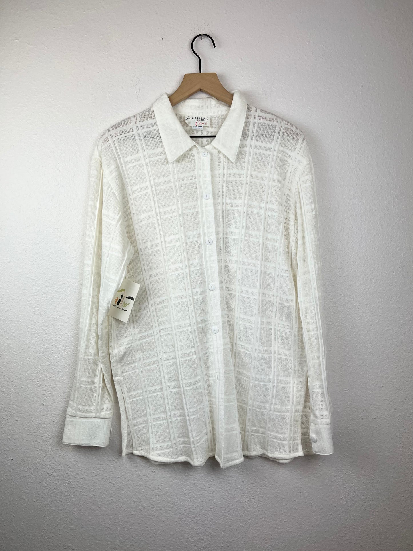 White Long Sleeve Button Up Top