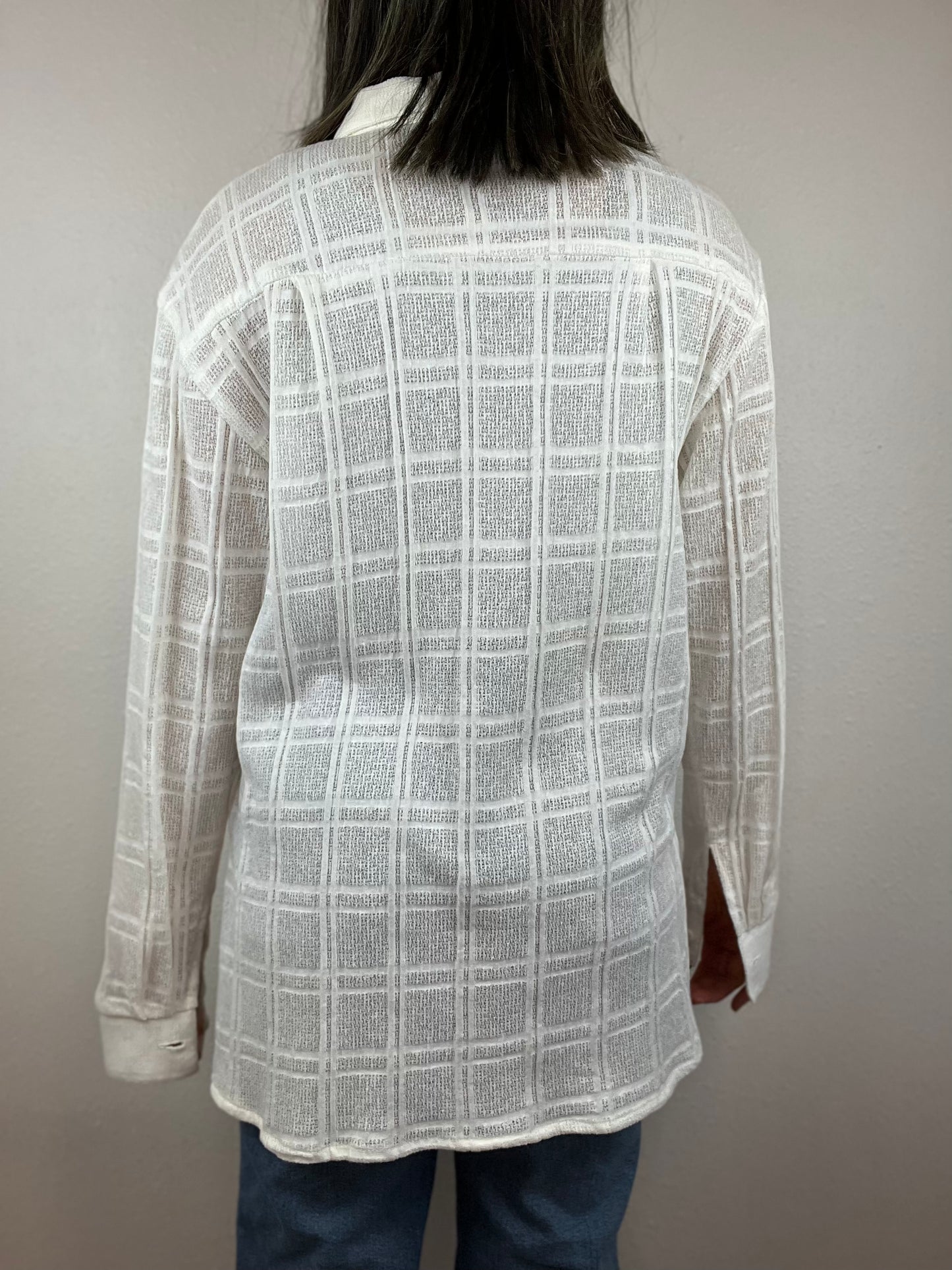 White Long Sleeve Button Up Top