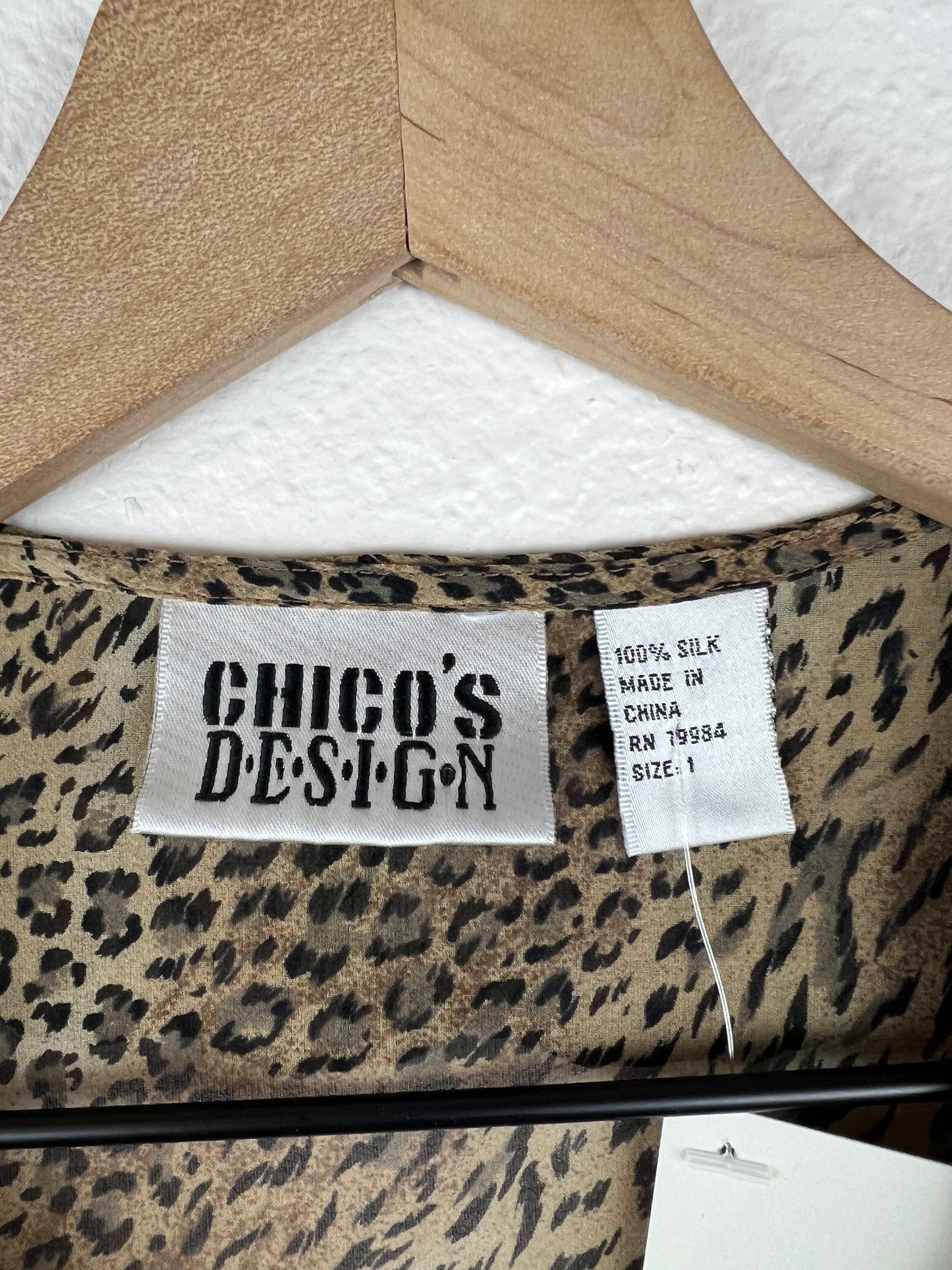 Chico's Silk Ruffle Cheetah Print Top