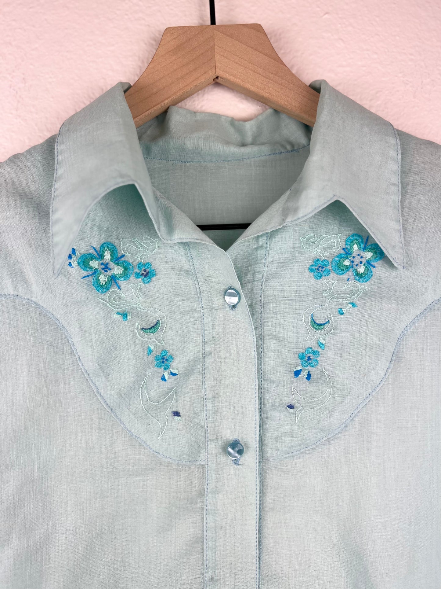 Handmade Baby Blue Embroidered Blouse