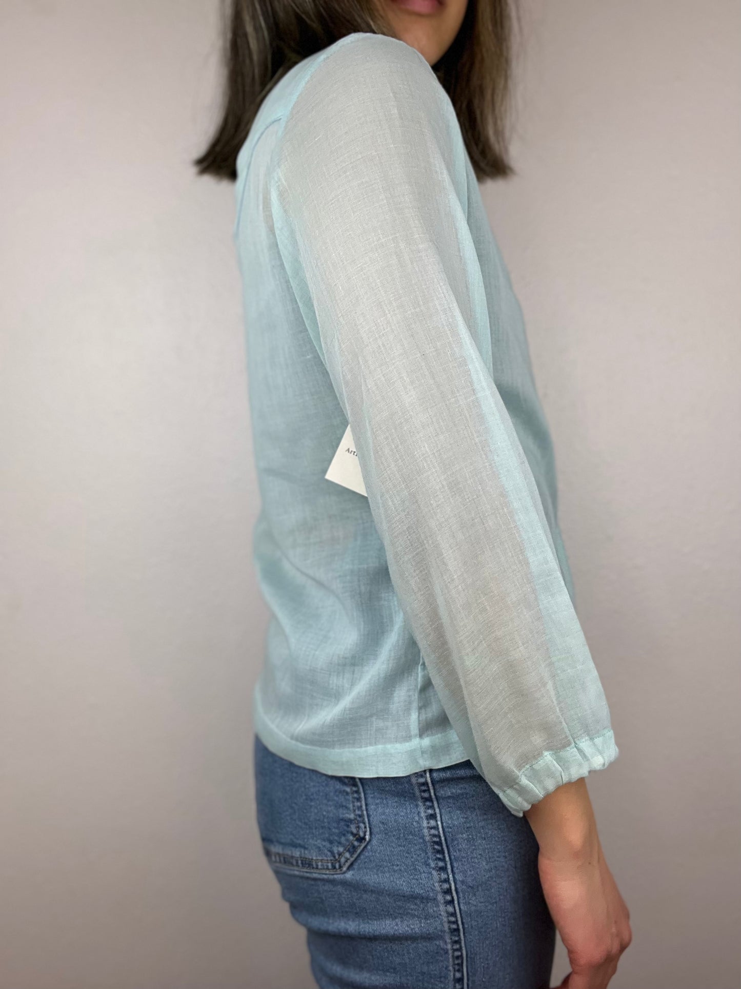 Handmade Baby Blue Embroidered Blouse