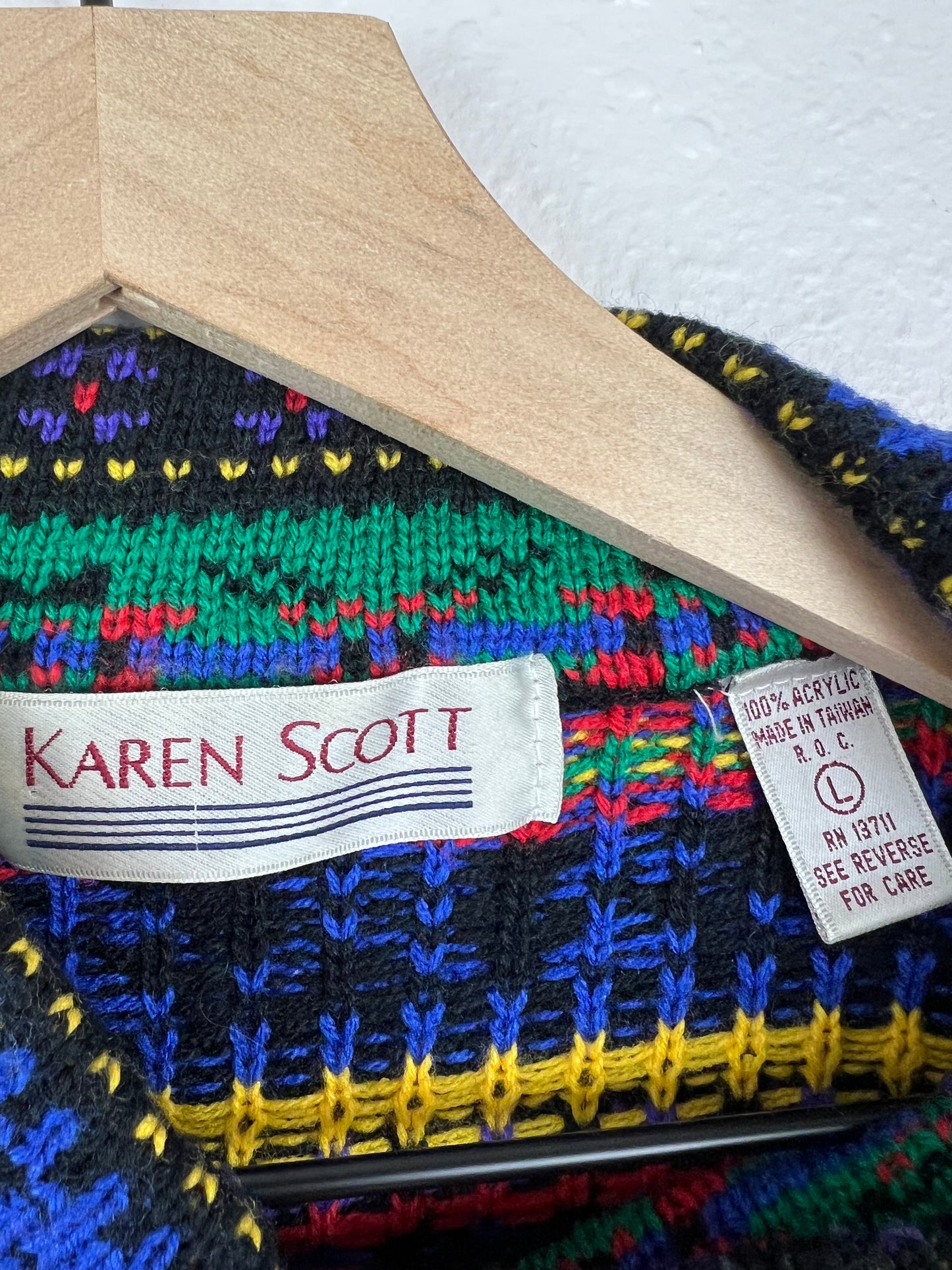 Karen Scott Colorful Mock Neck Sweater