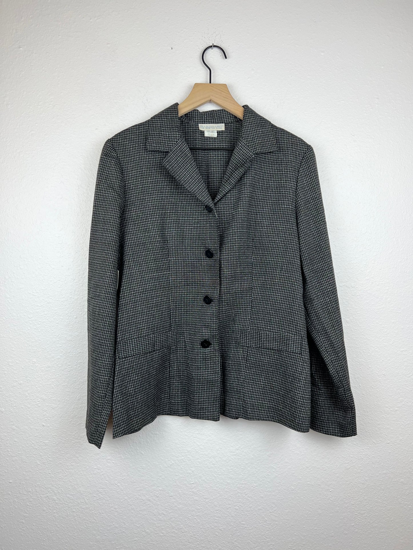 B&W Windowpane Check Blazer Top