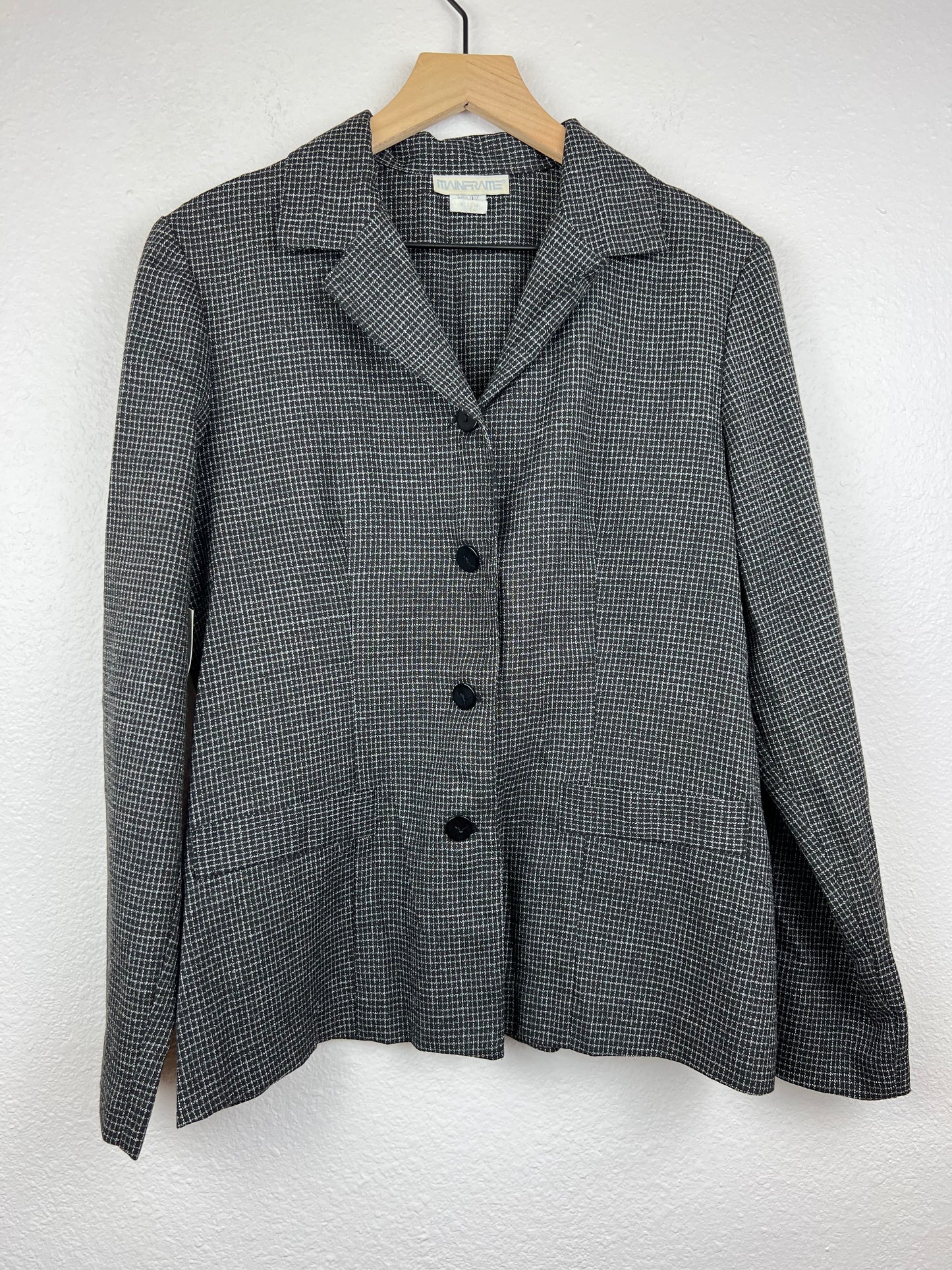 B&W Windowpane Check Blazer Top