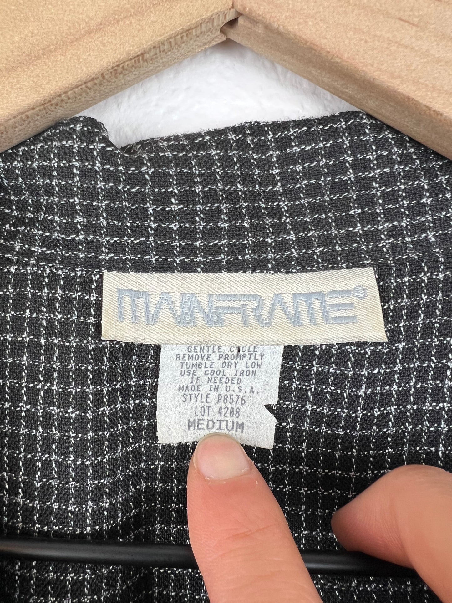 B&W Windowpane Check Blazer Top
