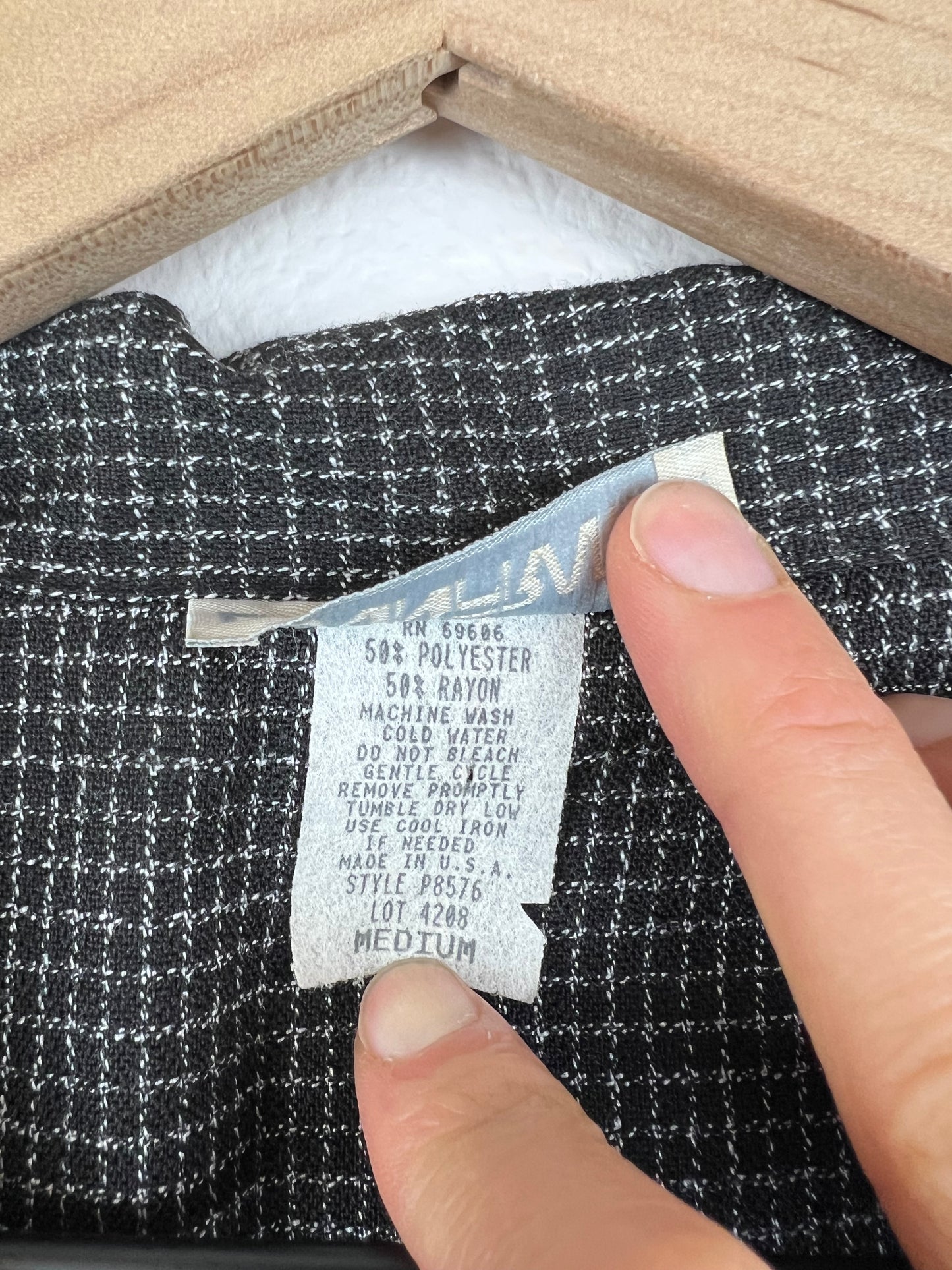B&W Windowpane Check Blazer Top