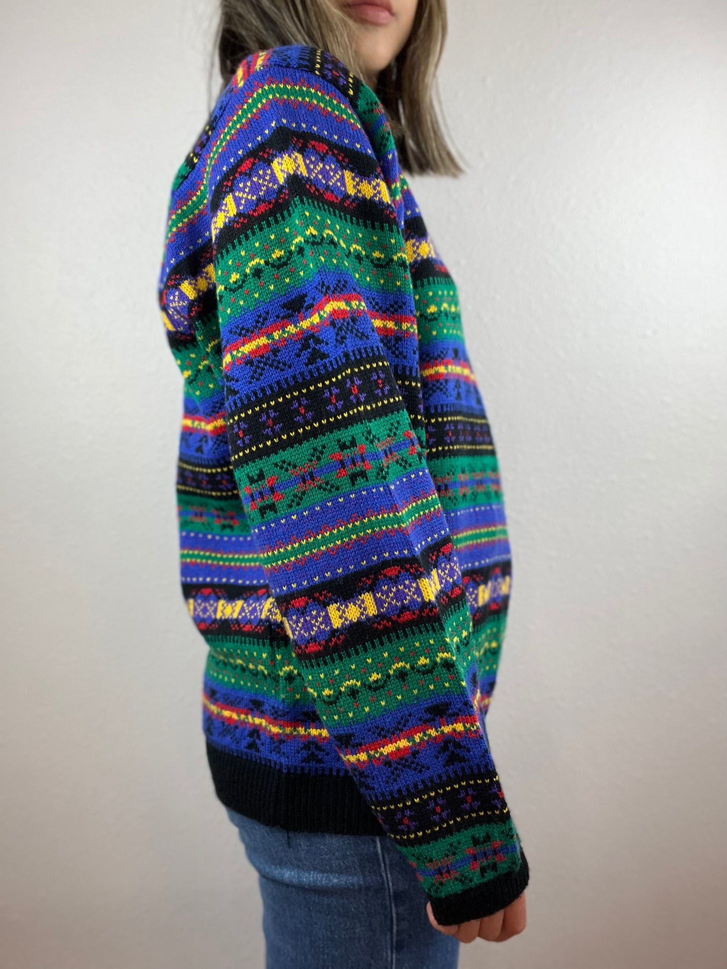 Karen Scott Colorful Mock Neck Sweater