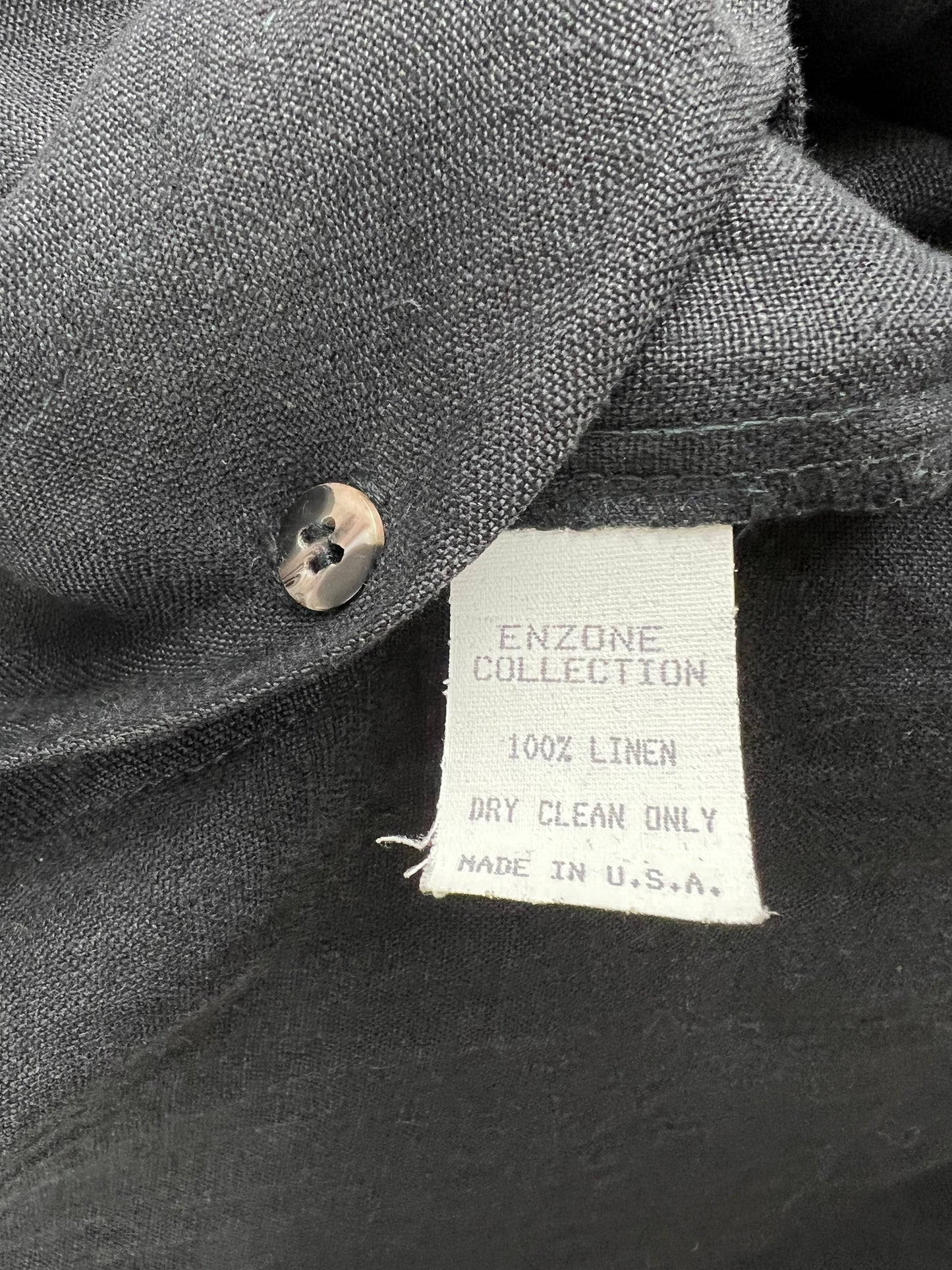 Slouchy Black Linen Button Up Top