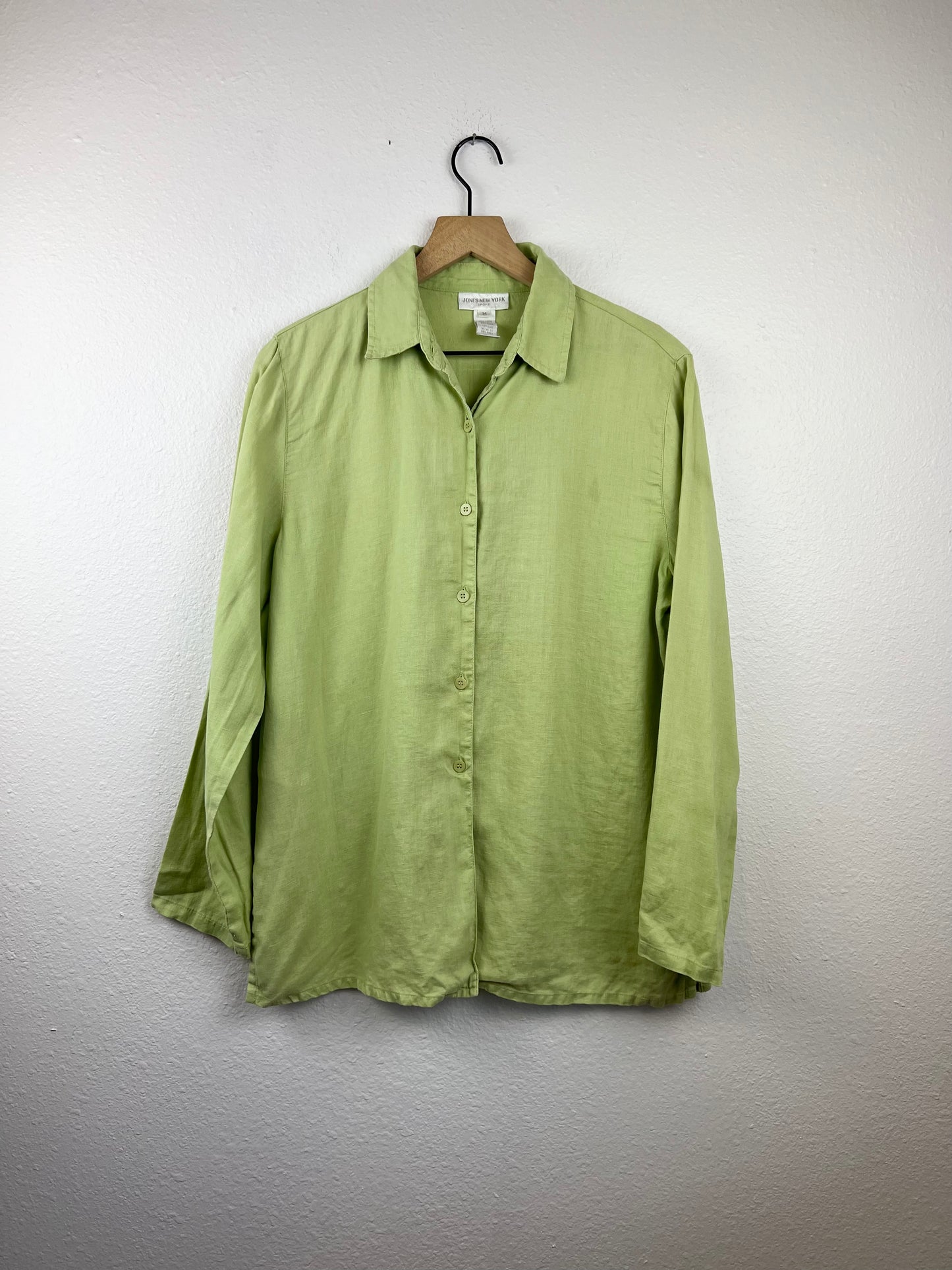 Spring Green Linen Button Up Top