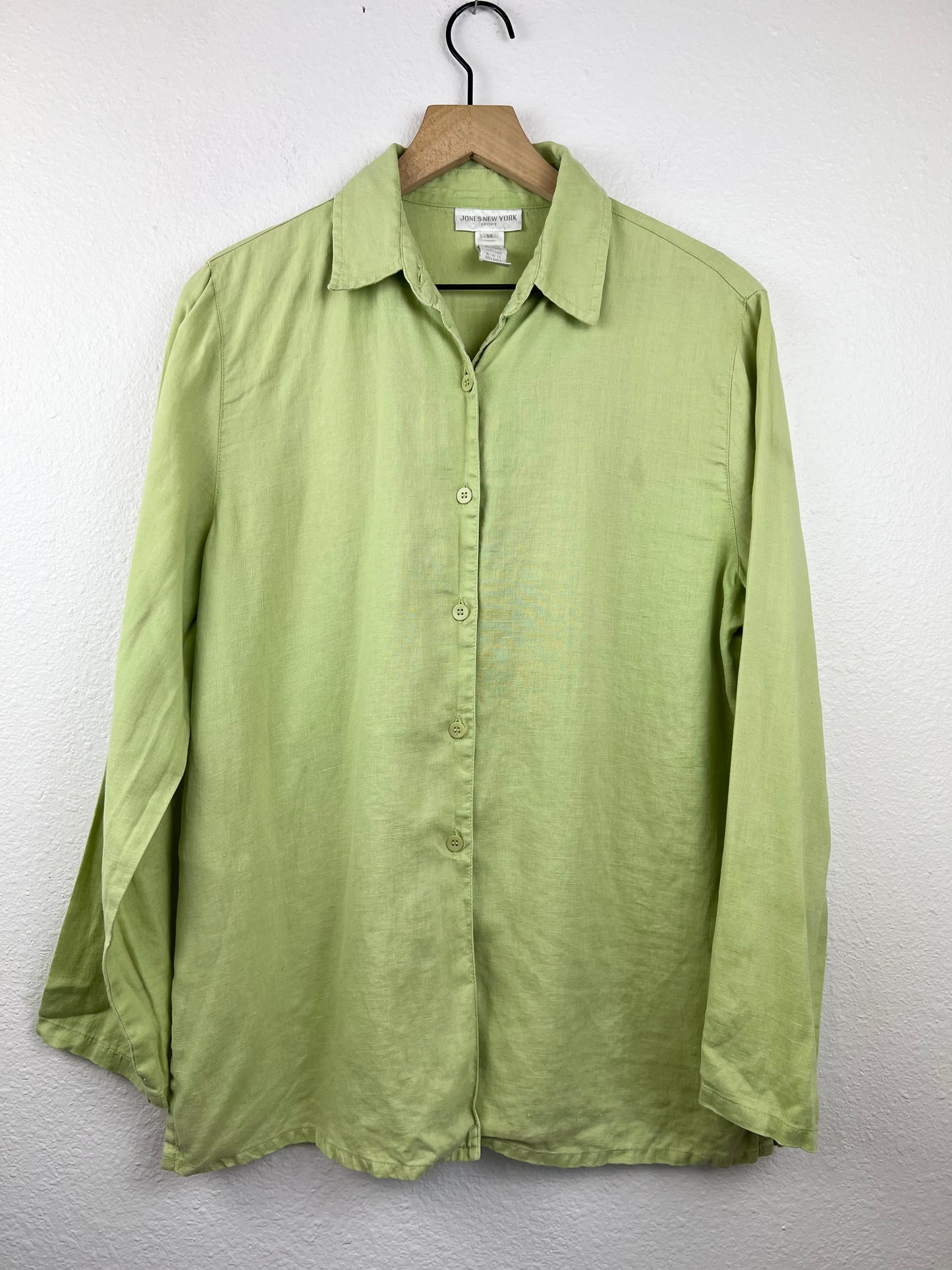 Spring Green Linen Button Up Top