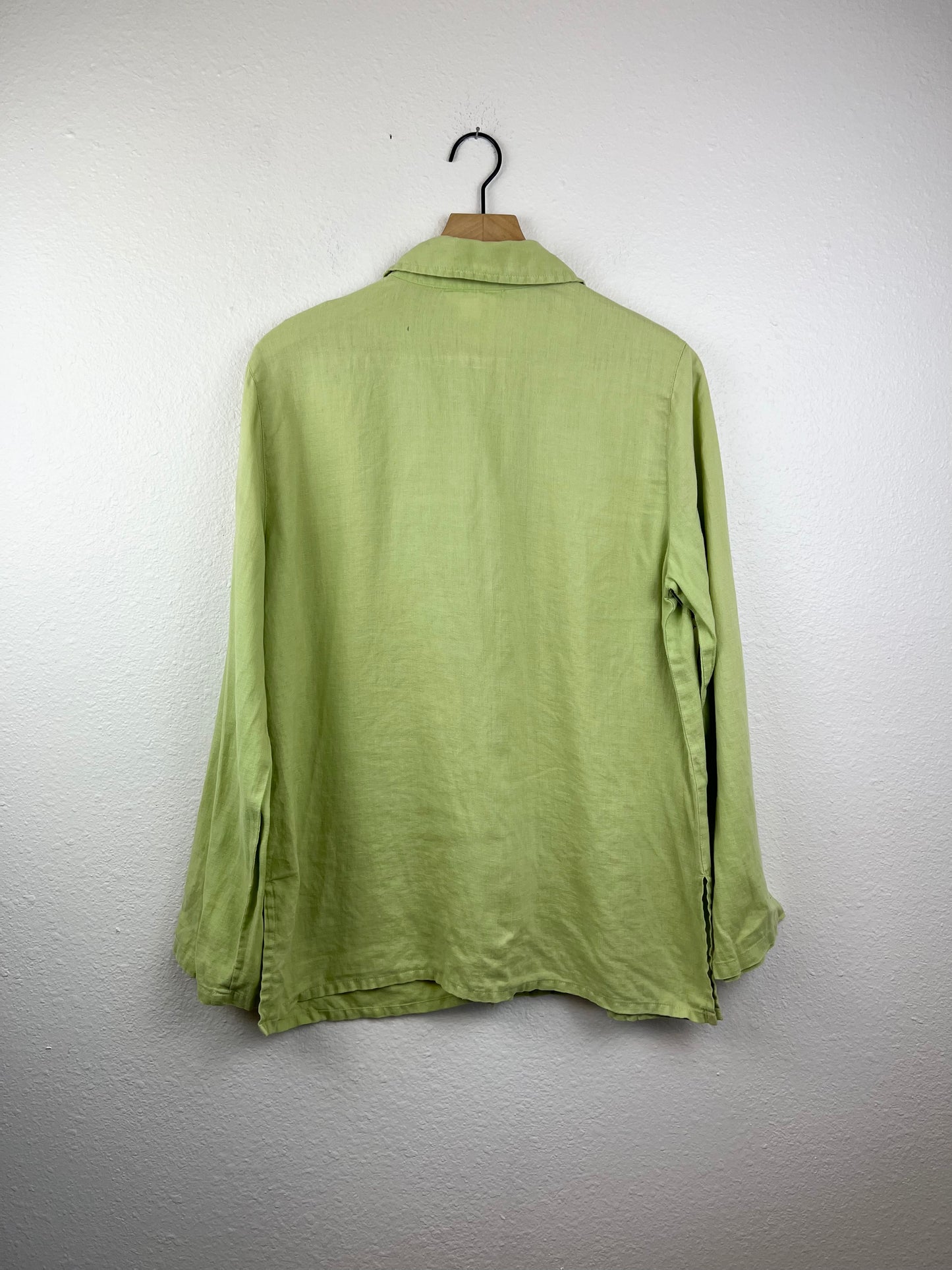 Spring Green Linen Button Up Top