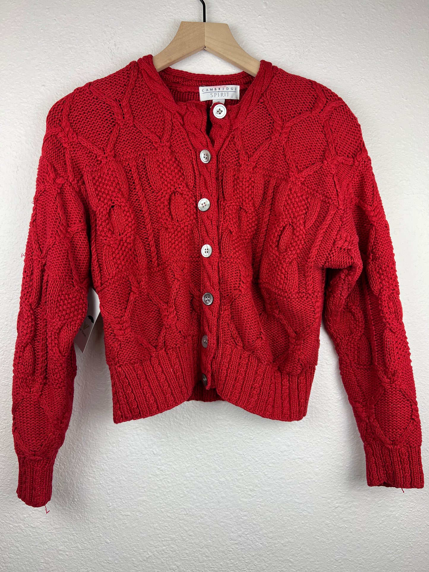 Cropped Red Knit Cardigan