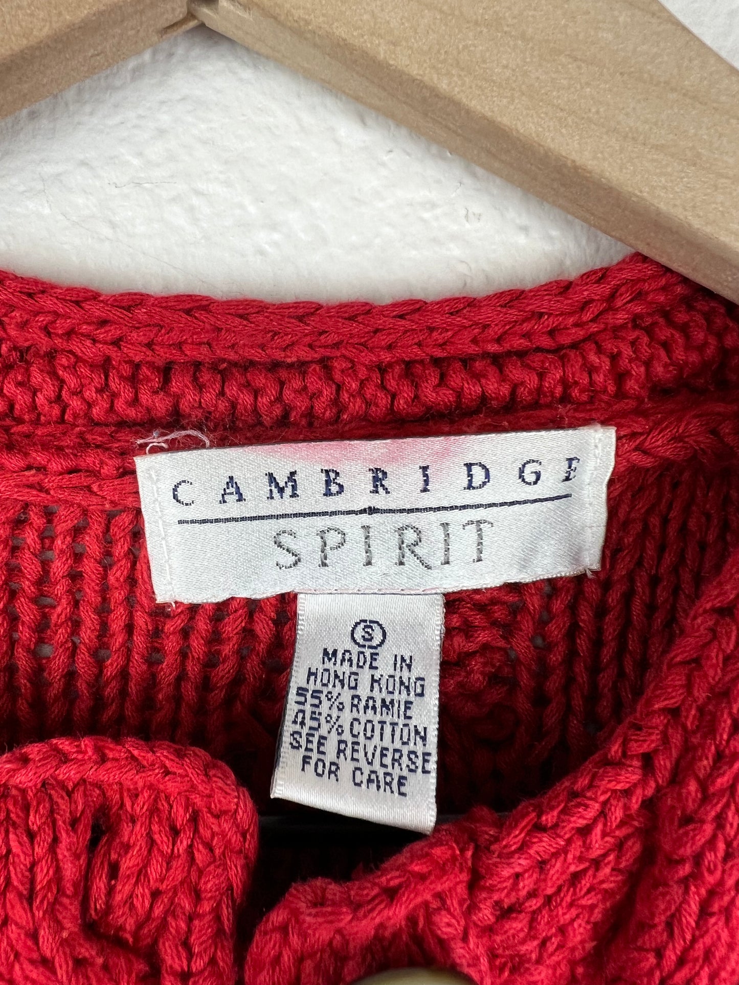 Cropped Red Knit Cardigan