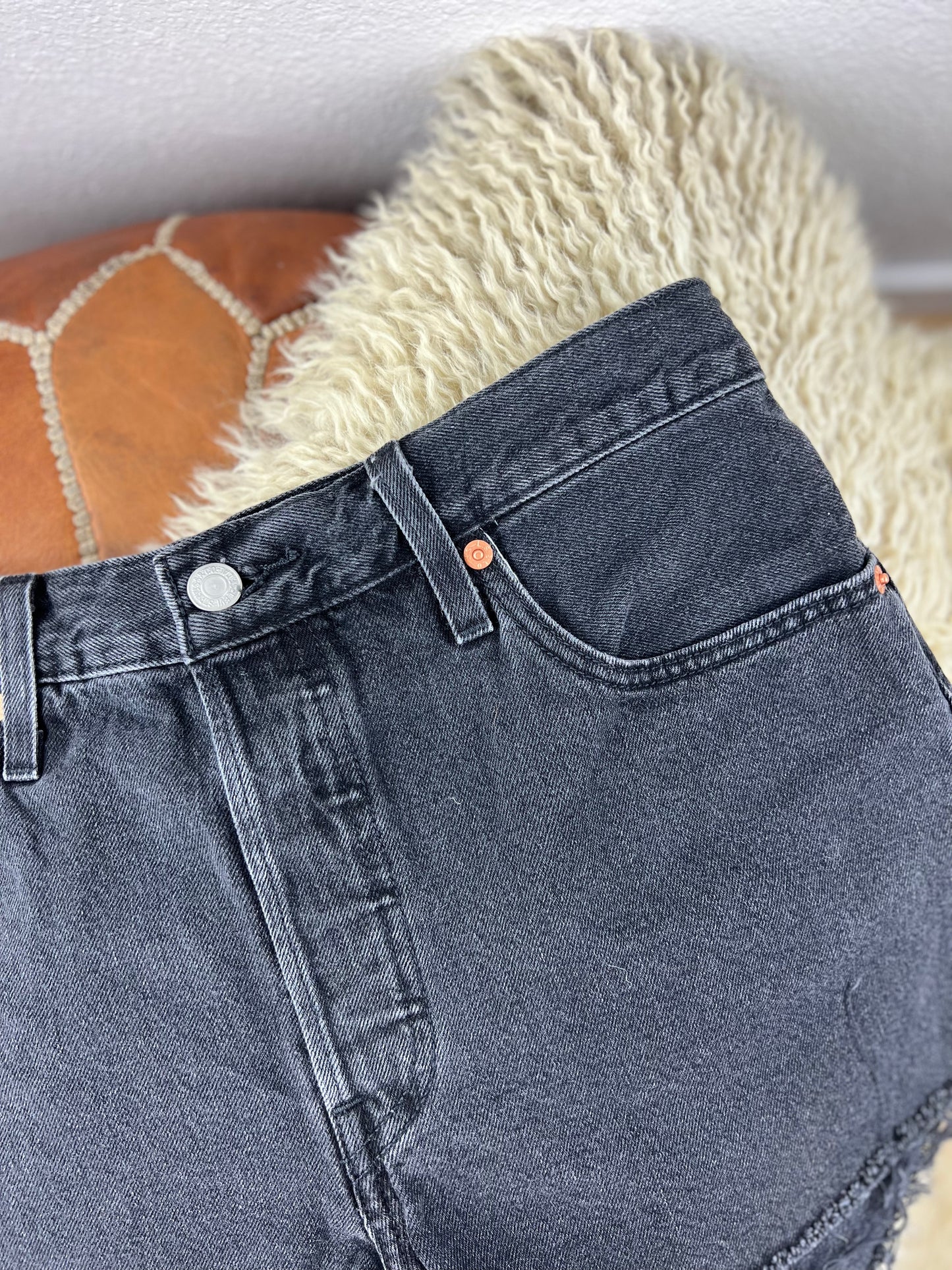 Levis 501s Button Fly Black Cutoff Shorts