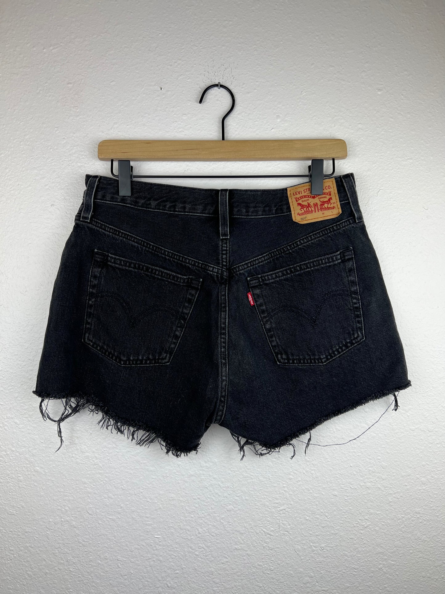 Levis 501s Button Fly Black Cutoff Shorts