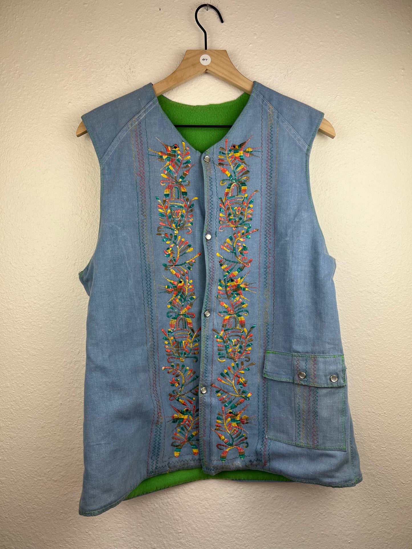 Handmade Embroidered Snap Vest
