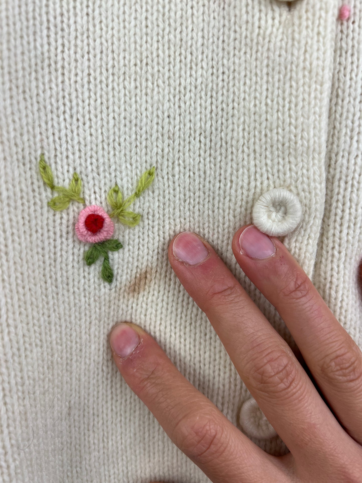 Lambswool Embroidered Rose Floral Cardigan