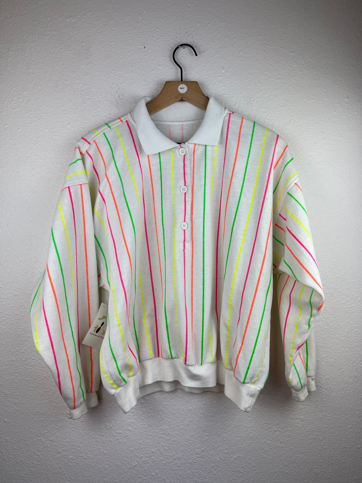 Neon Striped Collared Crewneck