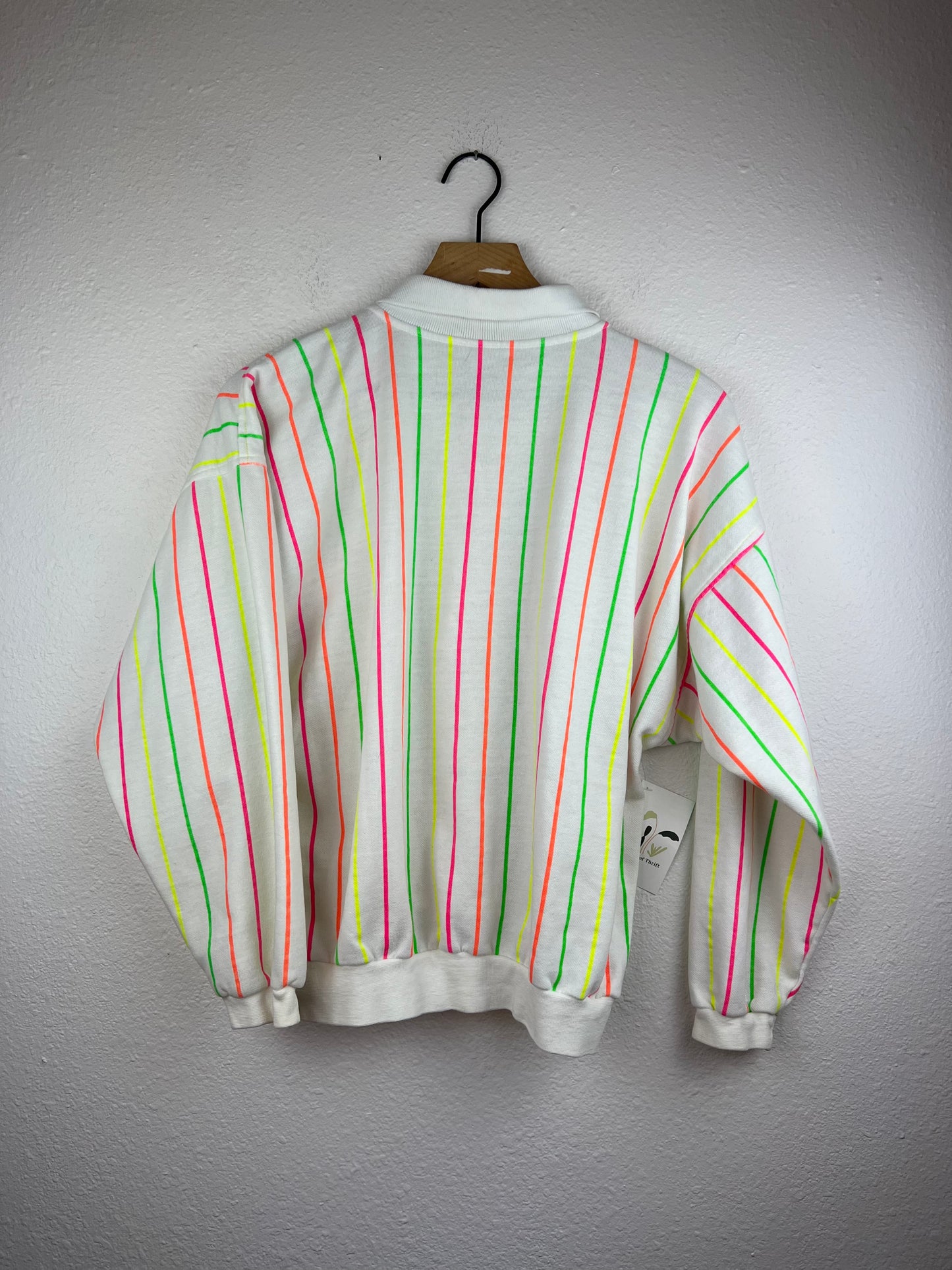 Neon Striped Collared Crewneck