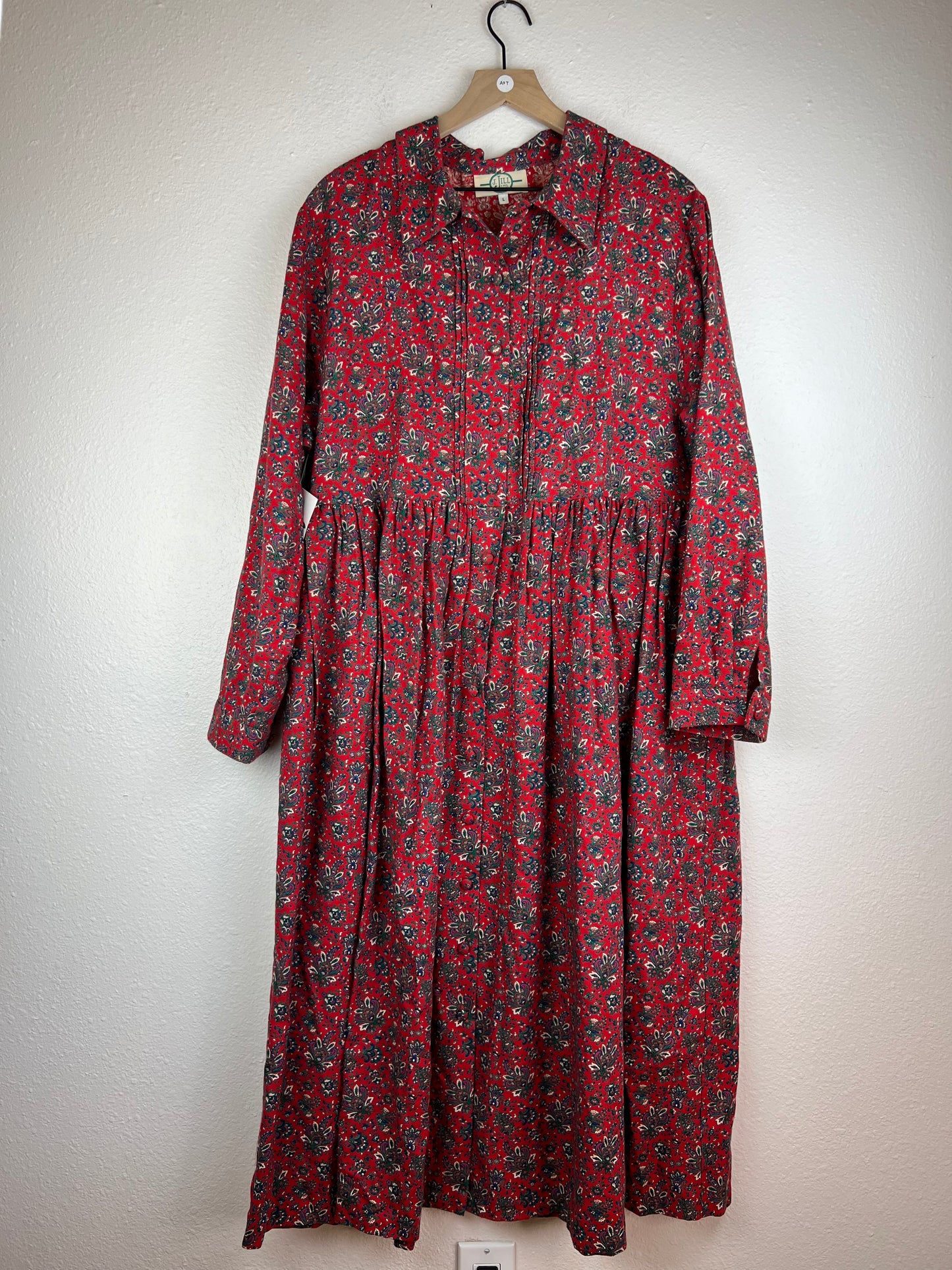 Red Paisley Wool Maxi Dress