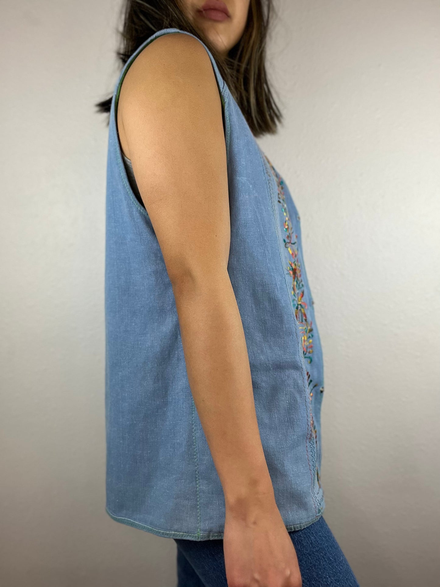Handmade Embroidered Snap Vest