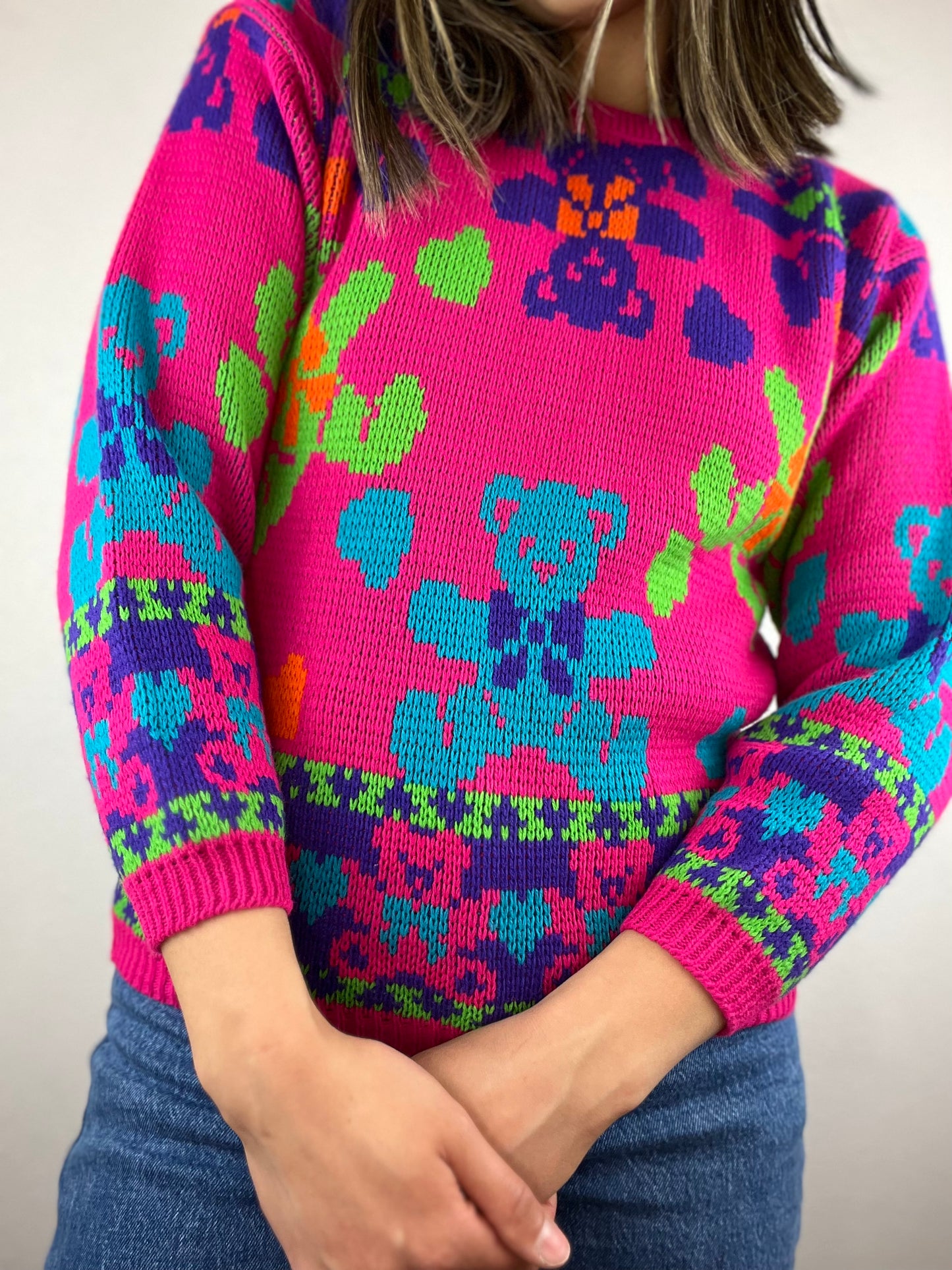 Vintage Quirky Teddy Bears Sweater