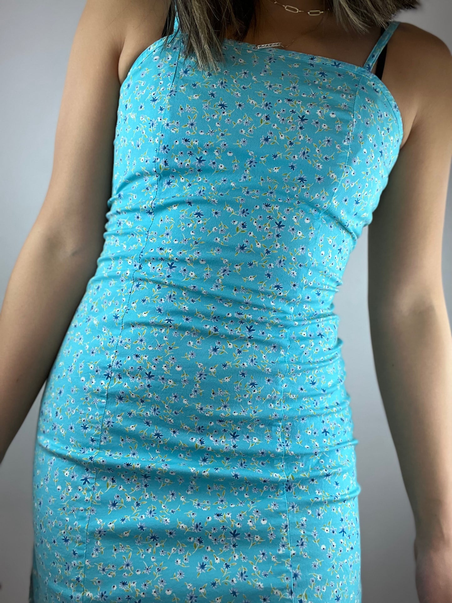 Light Blue Floral Mini Dress