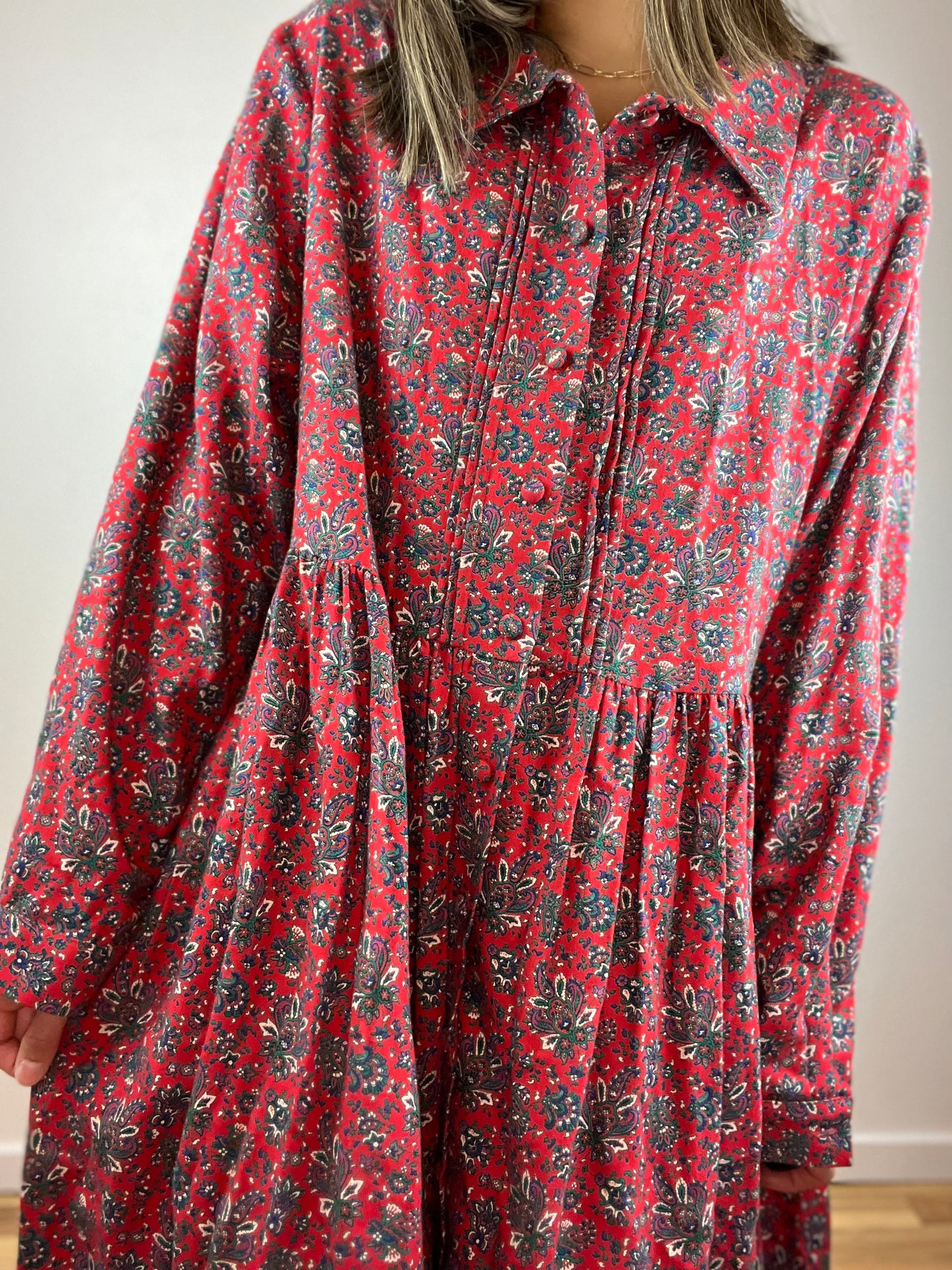 Red Paisley Wool Maxi Dress