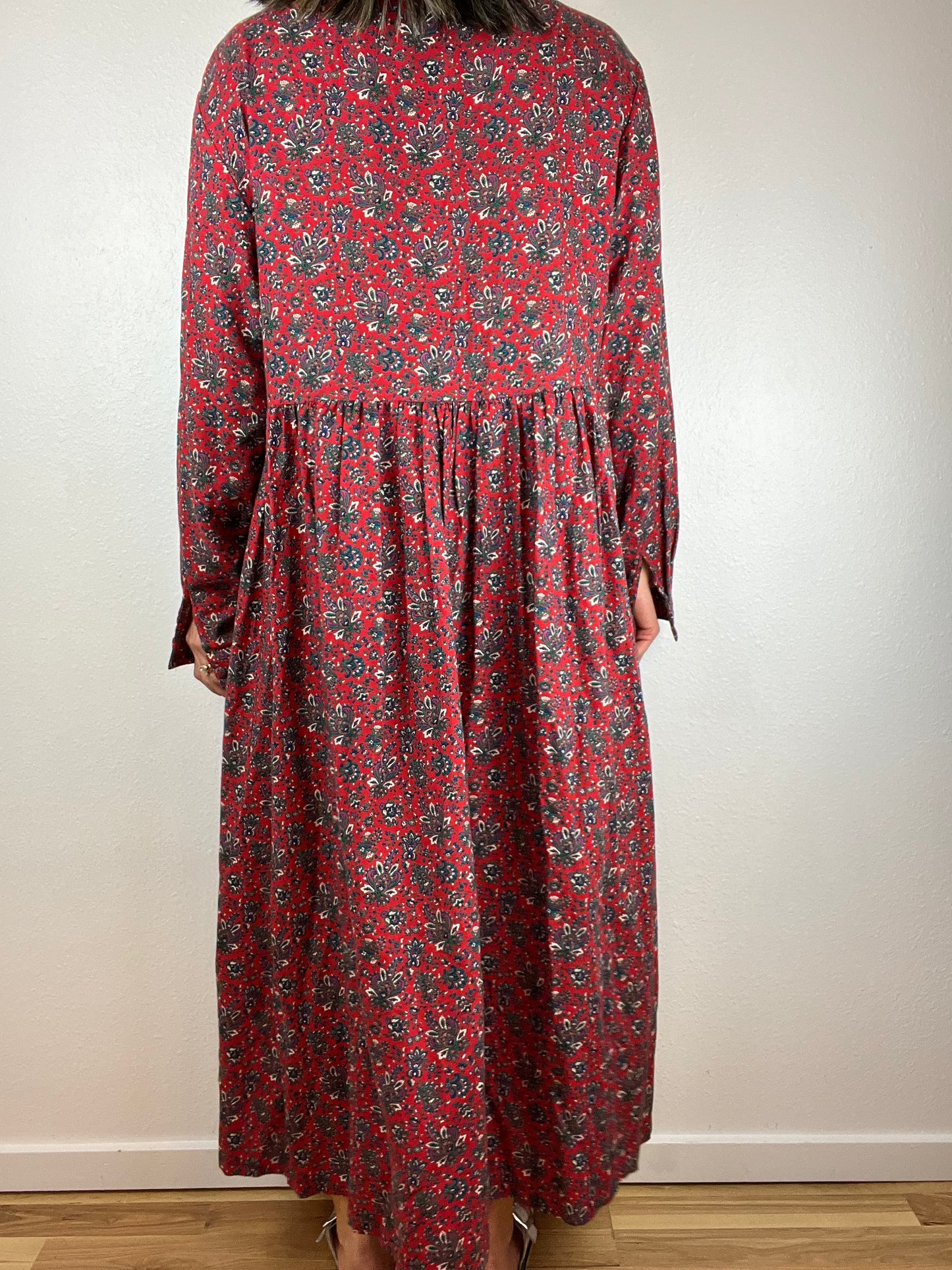 Red Paisley Wool Maxi Dress