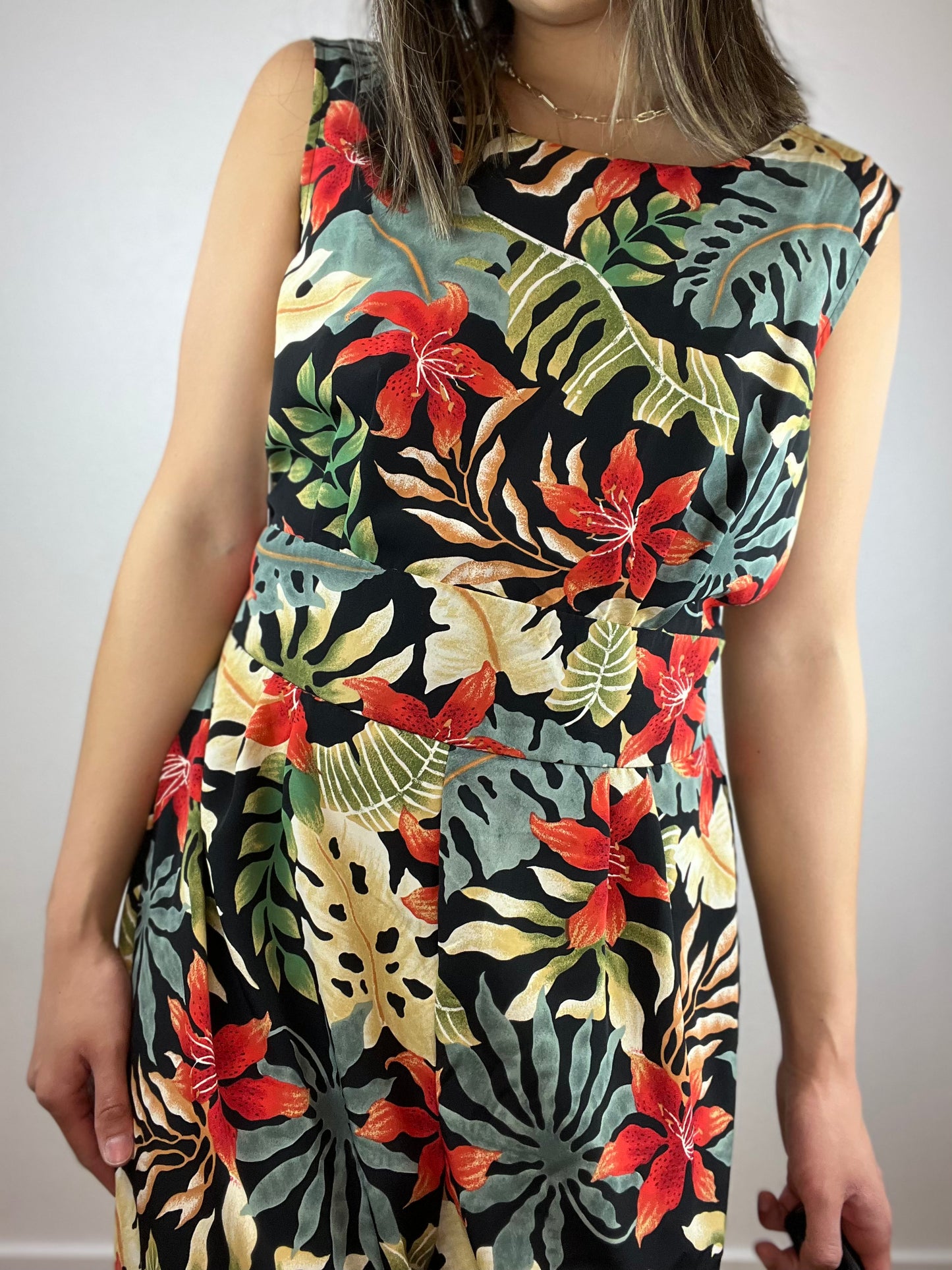 Bold Tropical Flora Print Romper