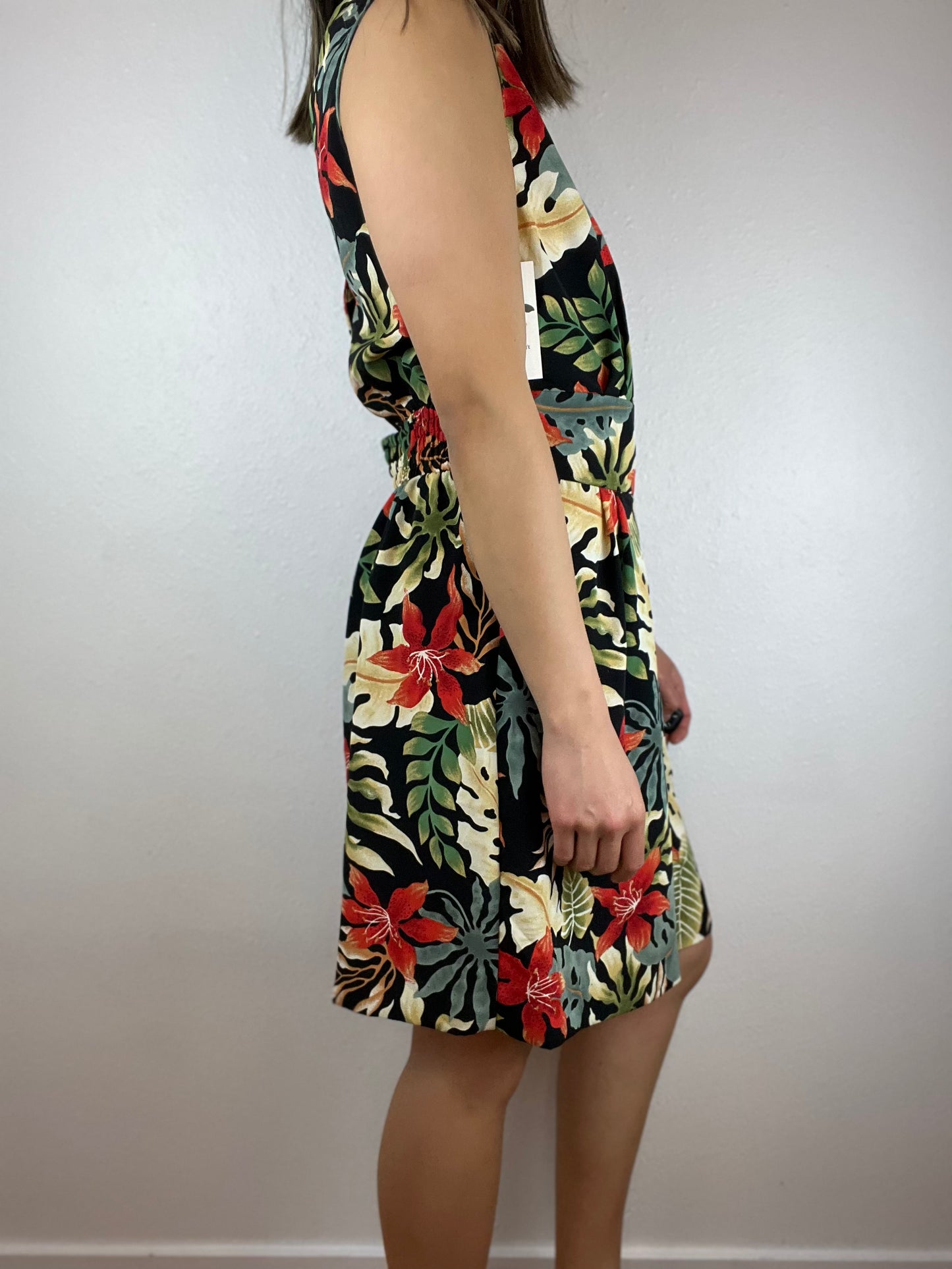 Bold Tropical Flora Print Romper