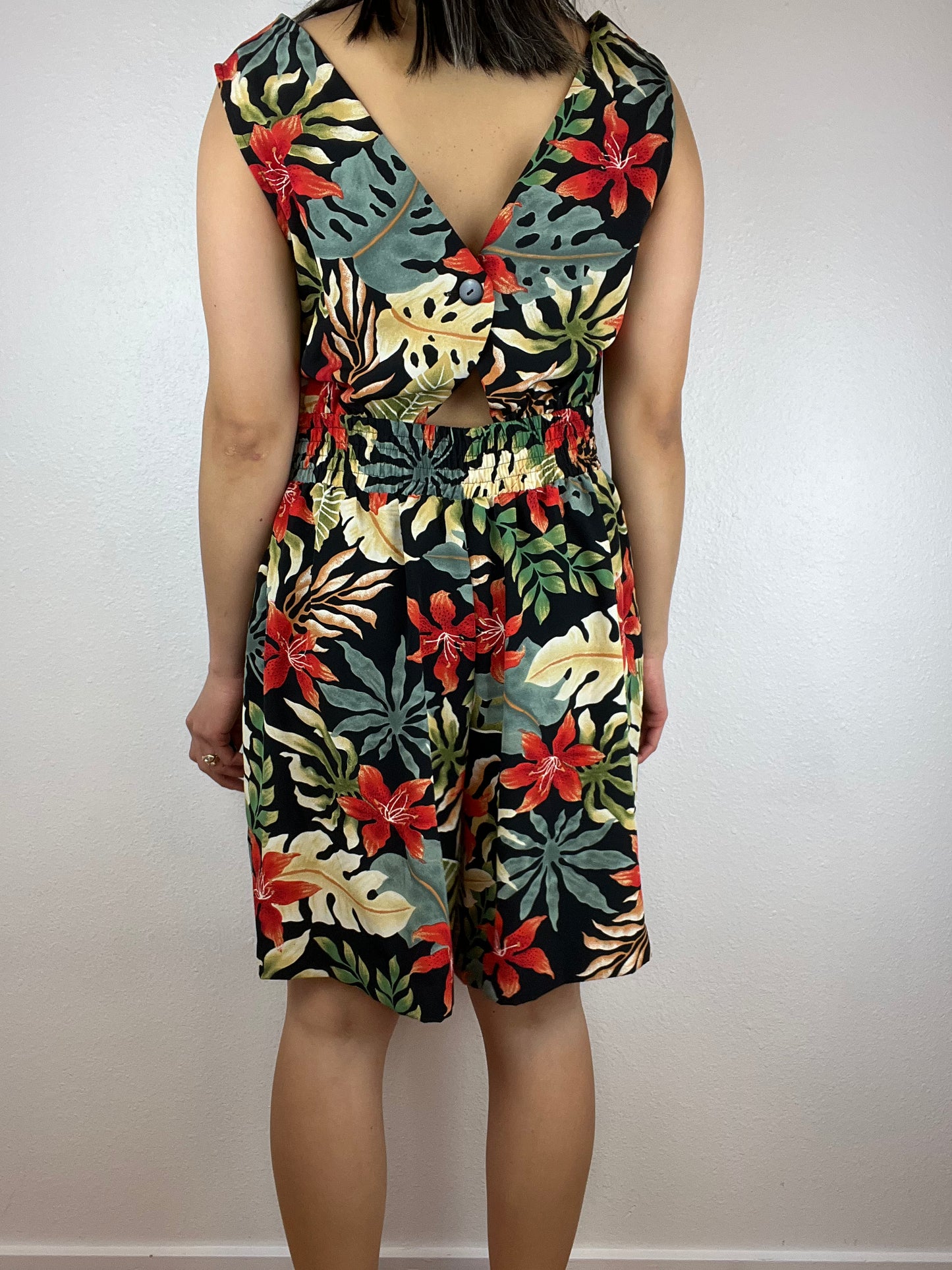 Bold Tropical Flora Print Romper