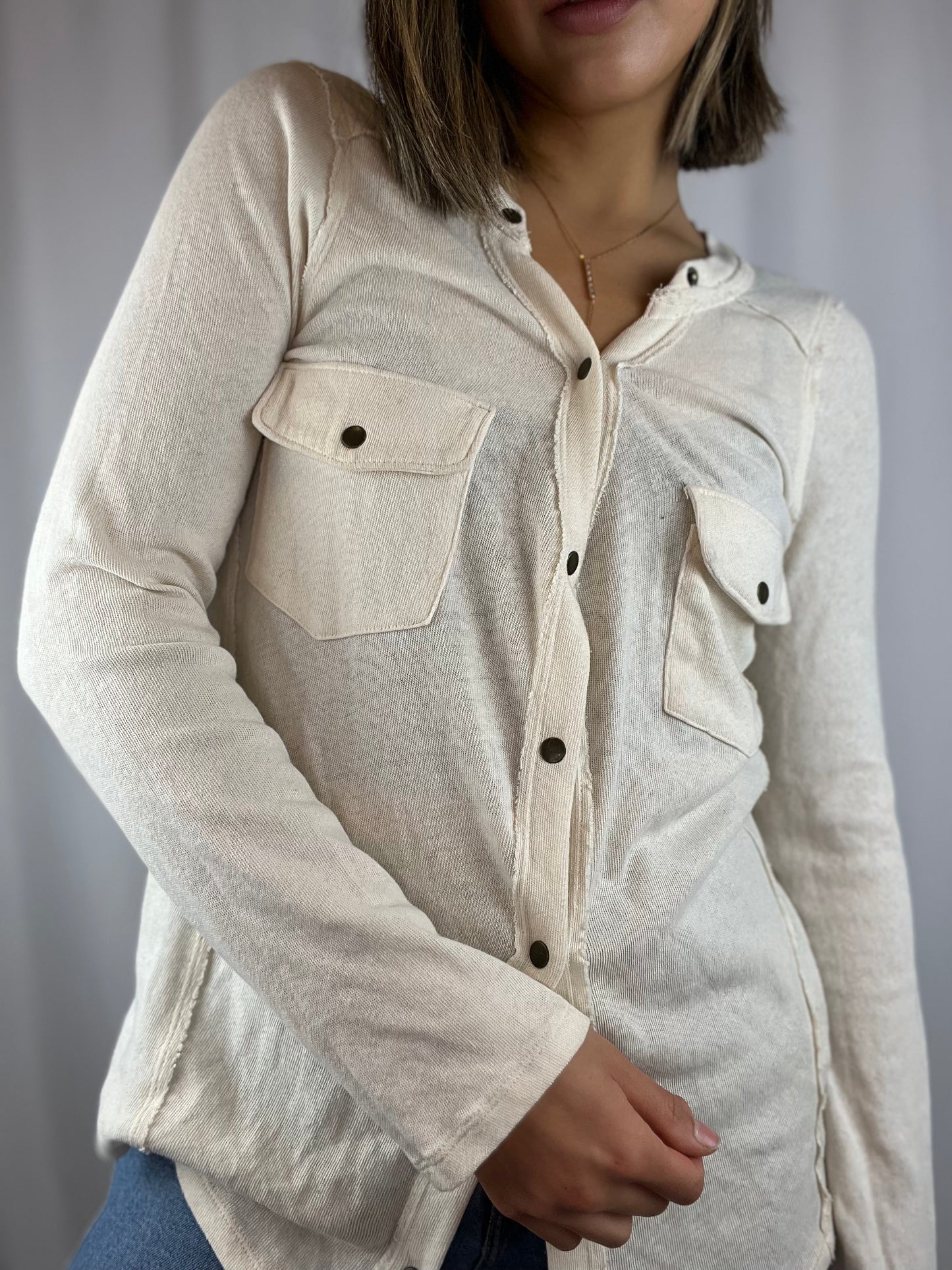 Free People Button Up Long Sleeve Top
