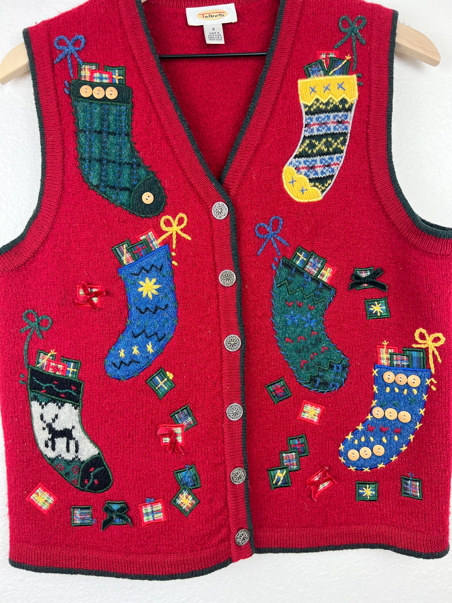 Talbots Wool Holiday Stockings Sweater Vest