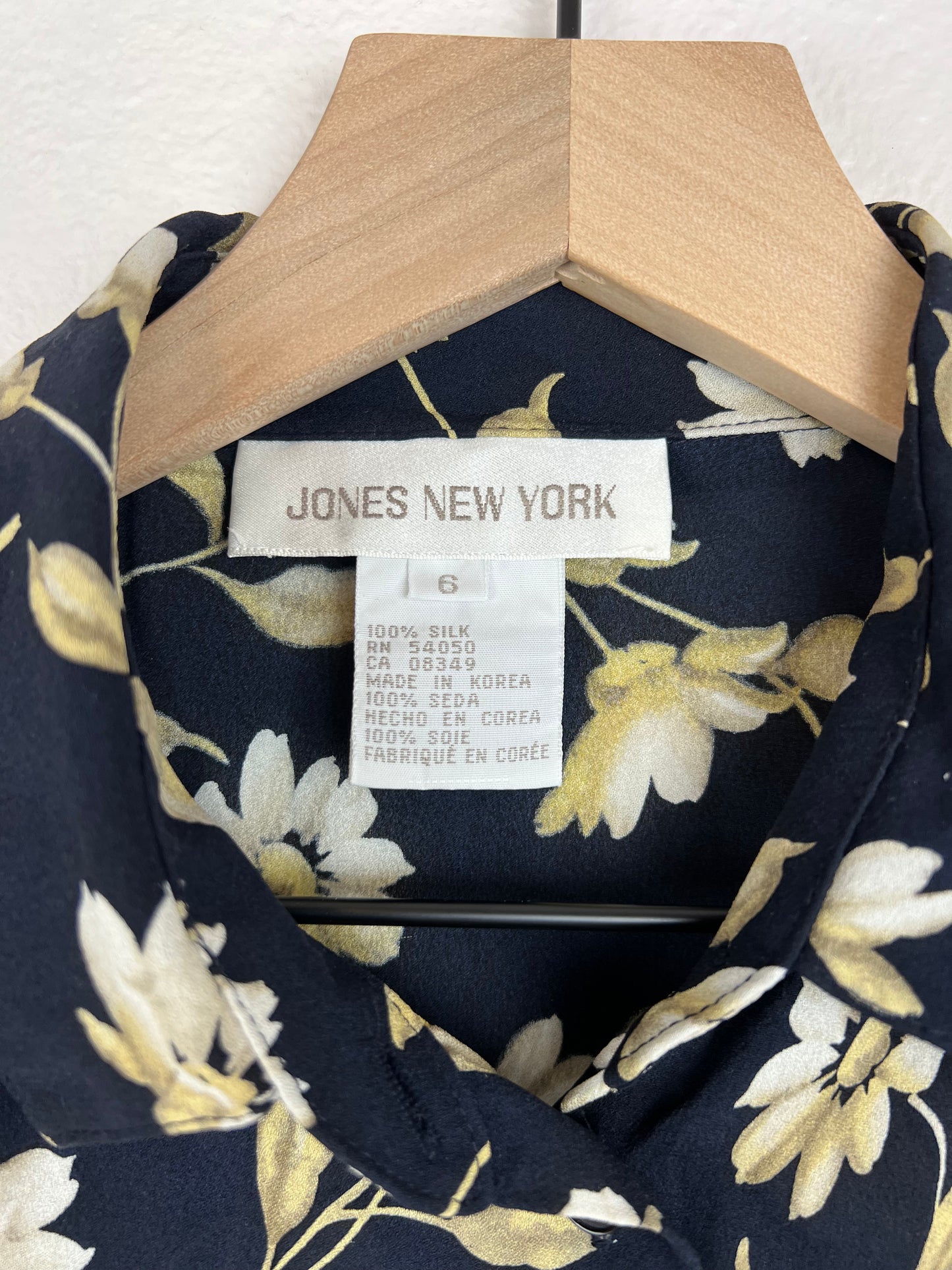 Jones New York 100% Silk Button Up Top