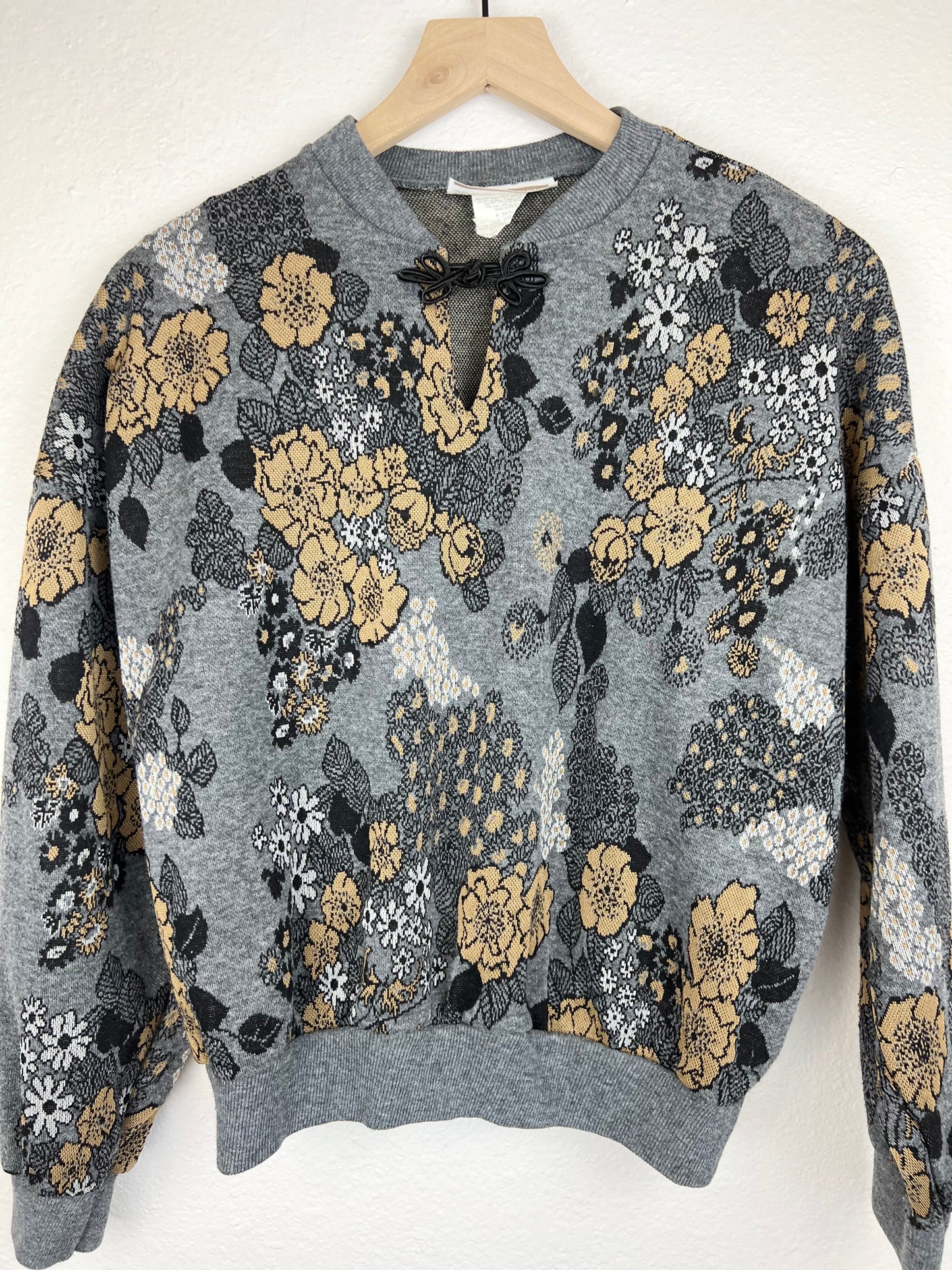 Notched Floral Sweater