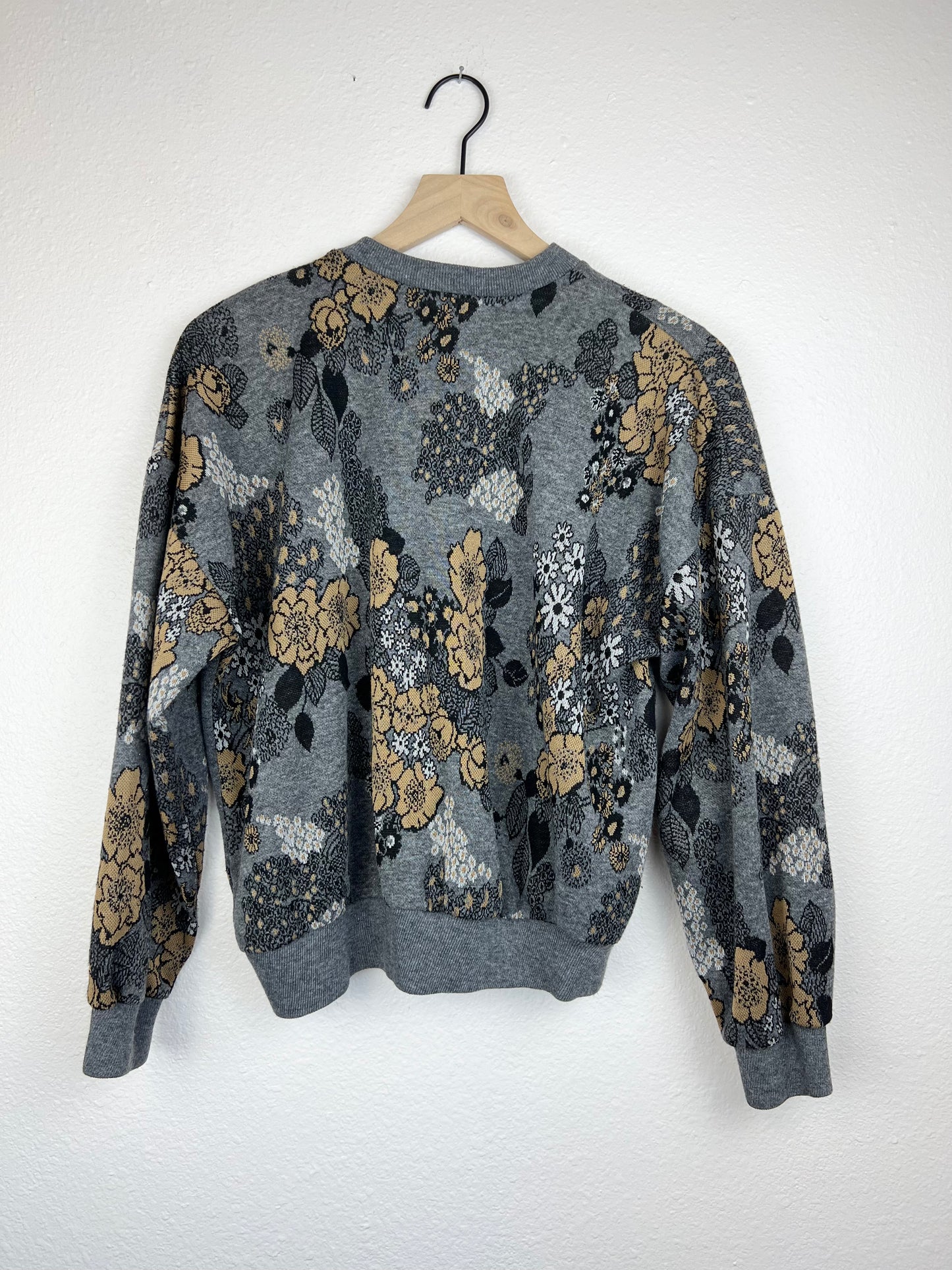Notched Floral Sweater