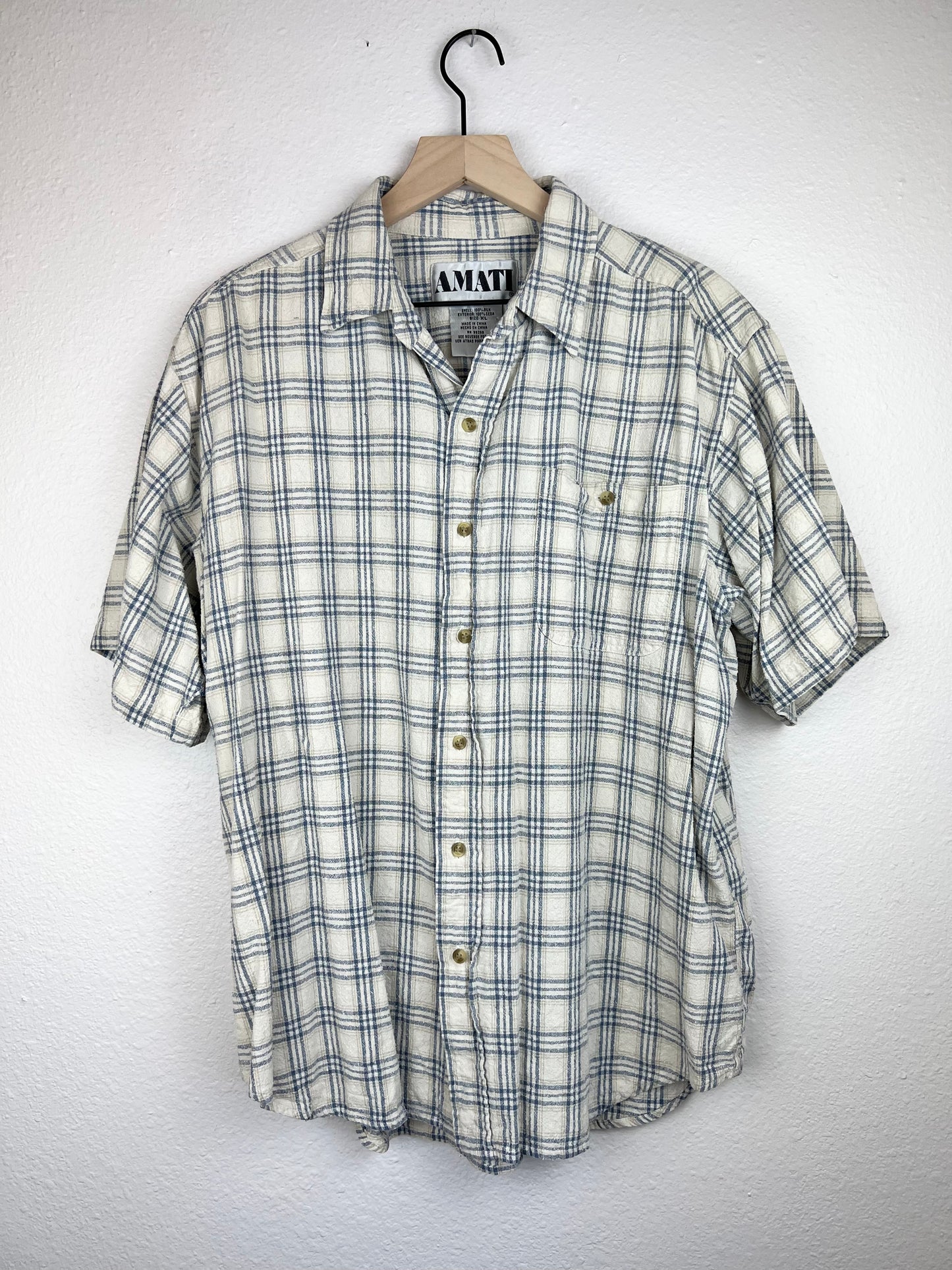 100% Raw Silk Plaid Button Up Top