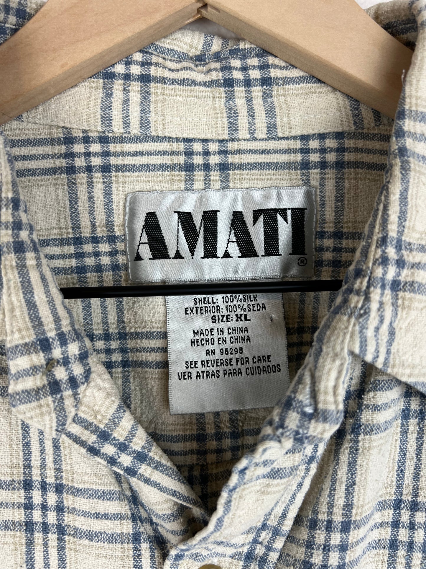 100% Raw Silk Plaid Button Up Top