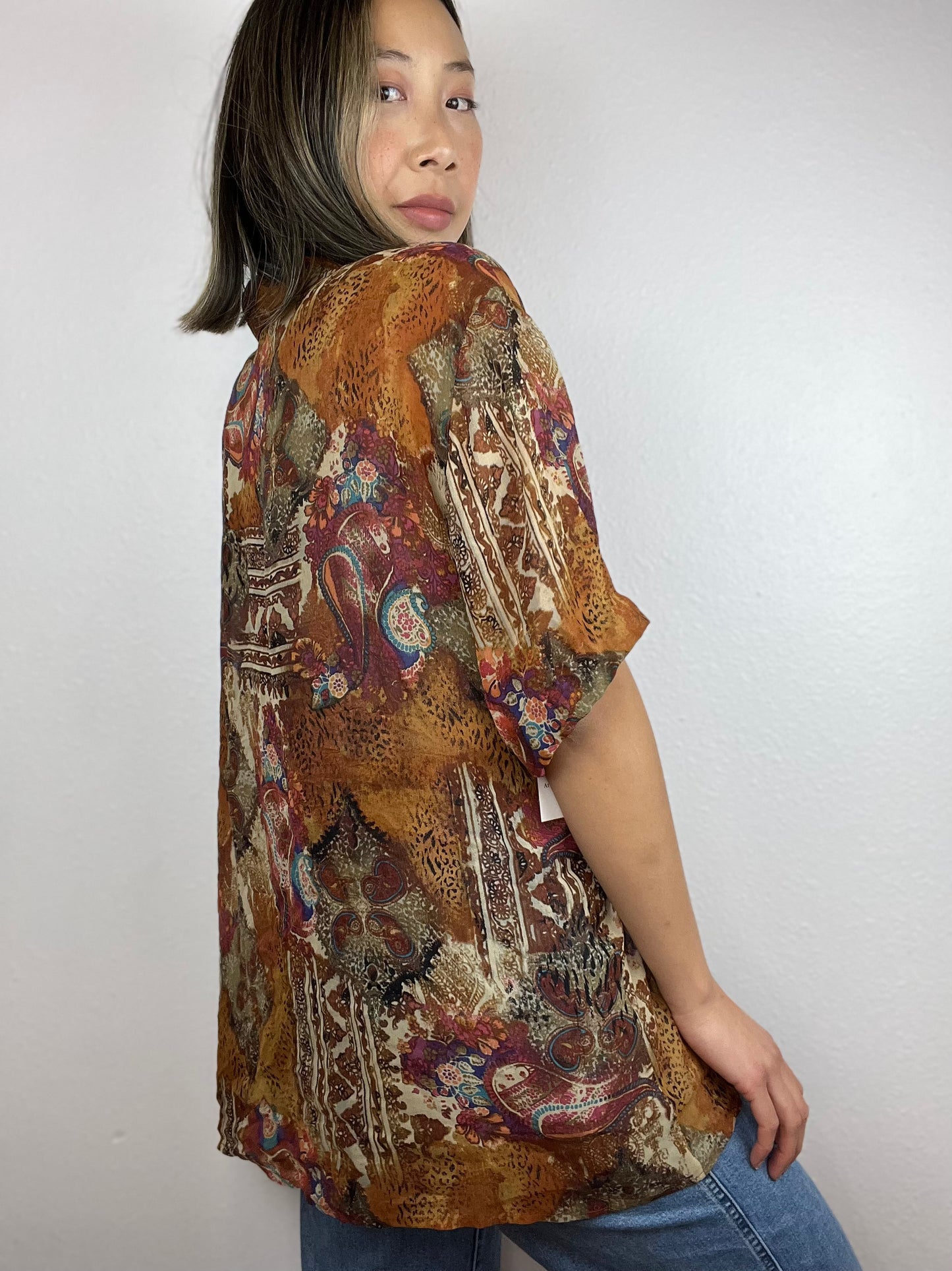 Chico's 100% Silk Button Up Top