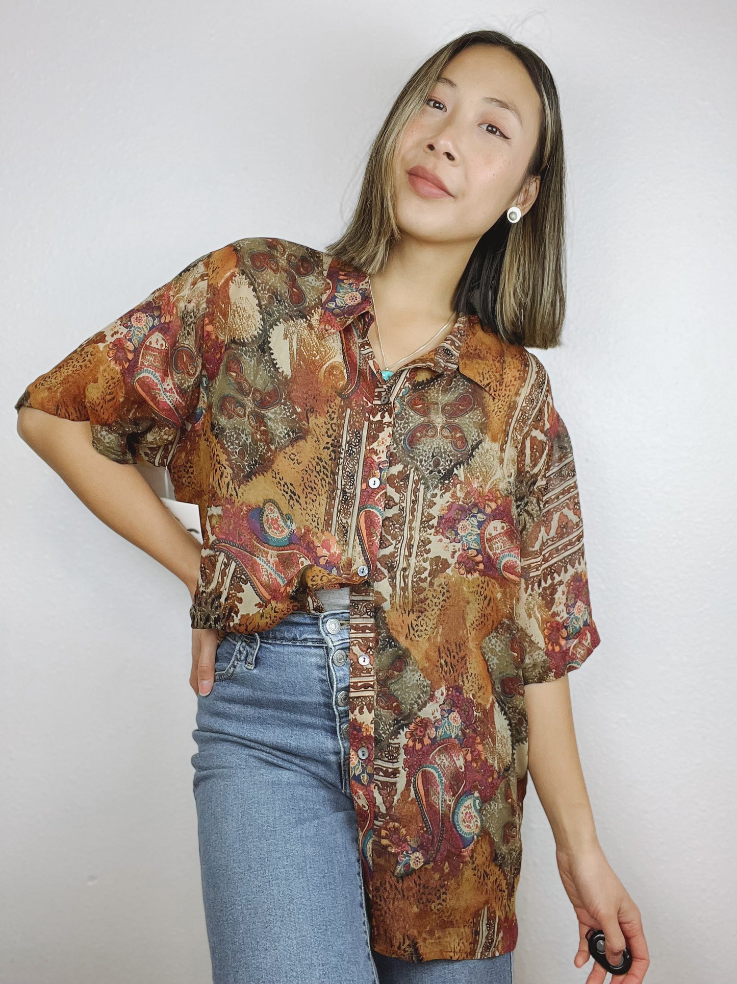 Chico's 100% Silk Button Up Top